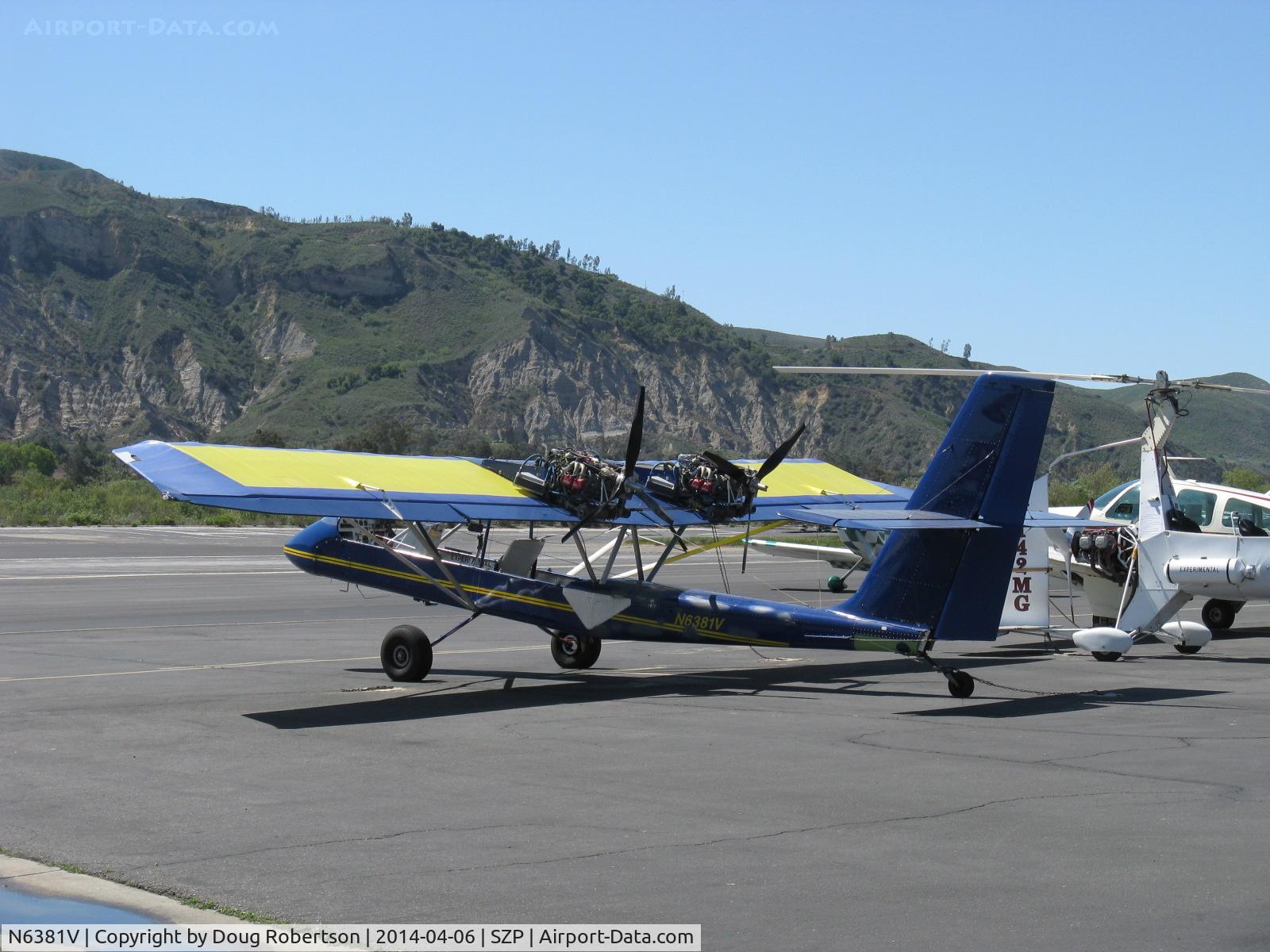 N6381V, 1999 Leza-Lockwood Air Cam C/N AC046, 1999 Stirling LEZA AIRCAM CORP. AIR CAM, two Bombardier Rotax pushers. Experimental class twin engine design by Phil Lockwood who regained design rights, tooling, etc as Lockwood Aviation in 2006 from LEZA.