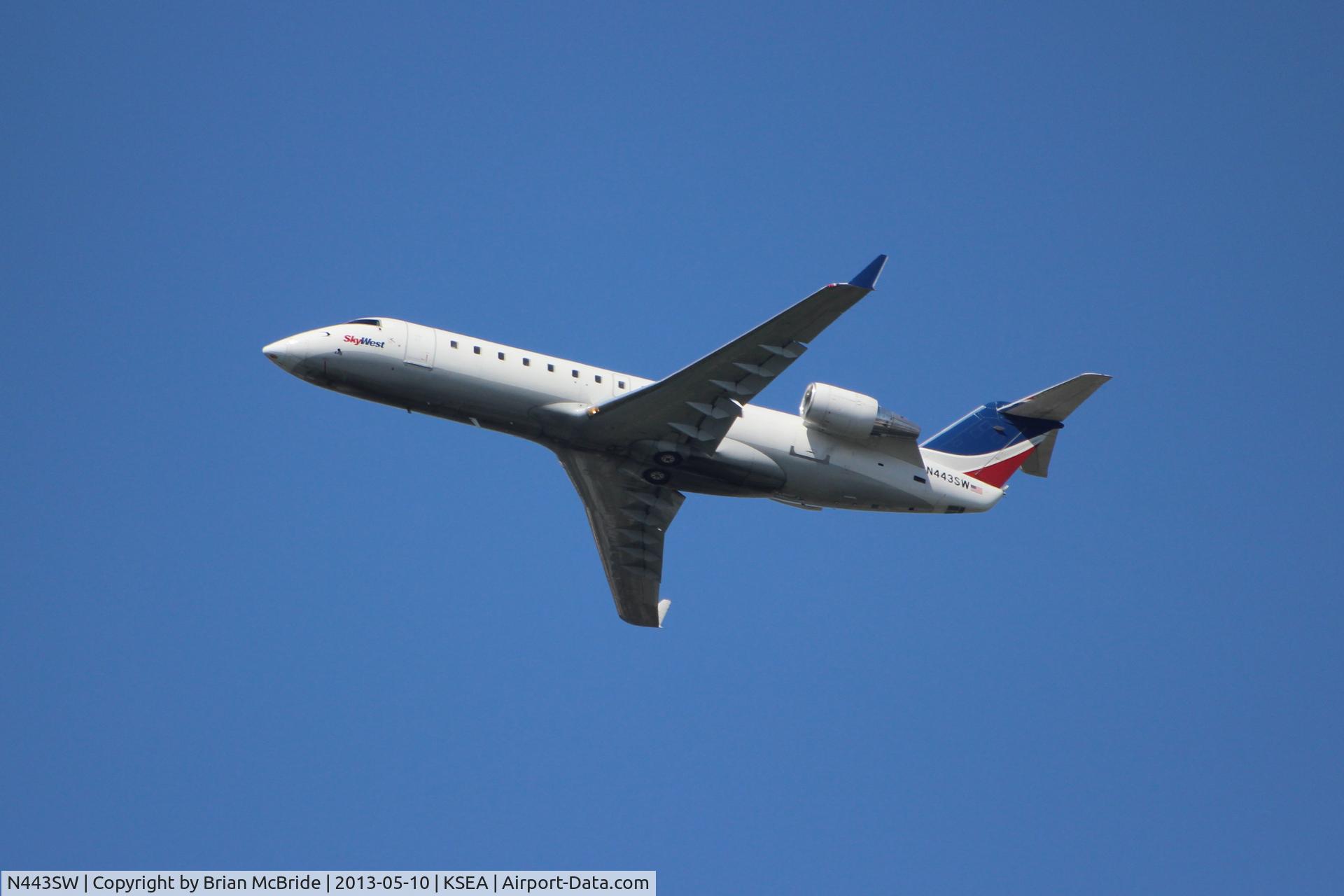 N443SW, 2002 Bombardier CRJ-200LR (CL-600-2B19) C/N 7638, SkyWest Airlines. Canadair CL-600-2B19 Regional Jet CRJ-200ER. N443SW cn 7638. Seattle Tacoma - International (SEA KSEA). Image © Brian McBride. 10 May 2013