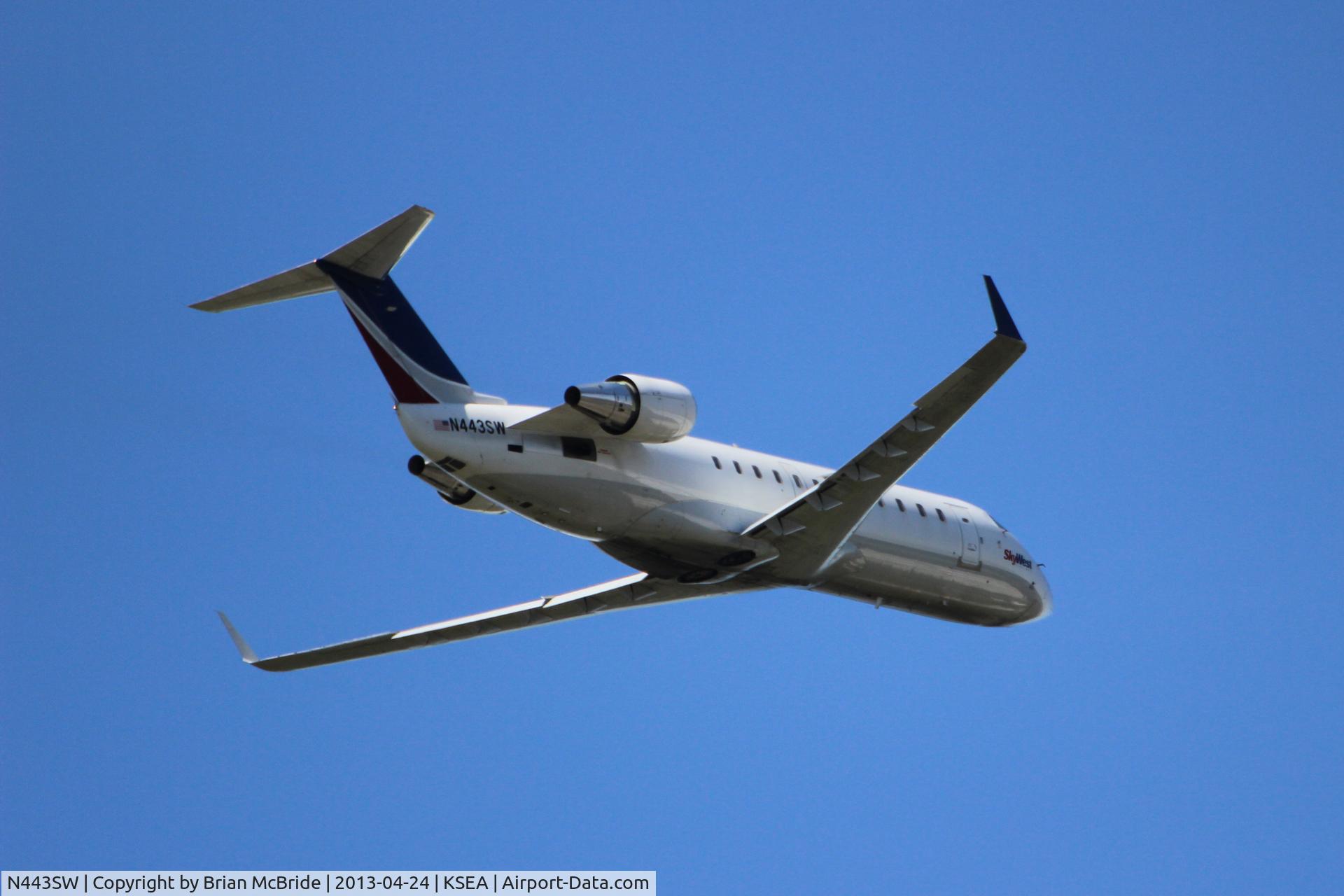 N443SW, 2002 Bombardier CRJ-200LR (CL-600-2B19) C/N 7638, SkyWest Airlines. Canadair CL-600-2B19 Regional Jet CRJ-200ER. N443SW cn 7638. Seattle Tacoma - International (SEA KSEA). Image © Brian McBride. 24 April 2013