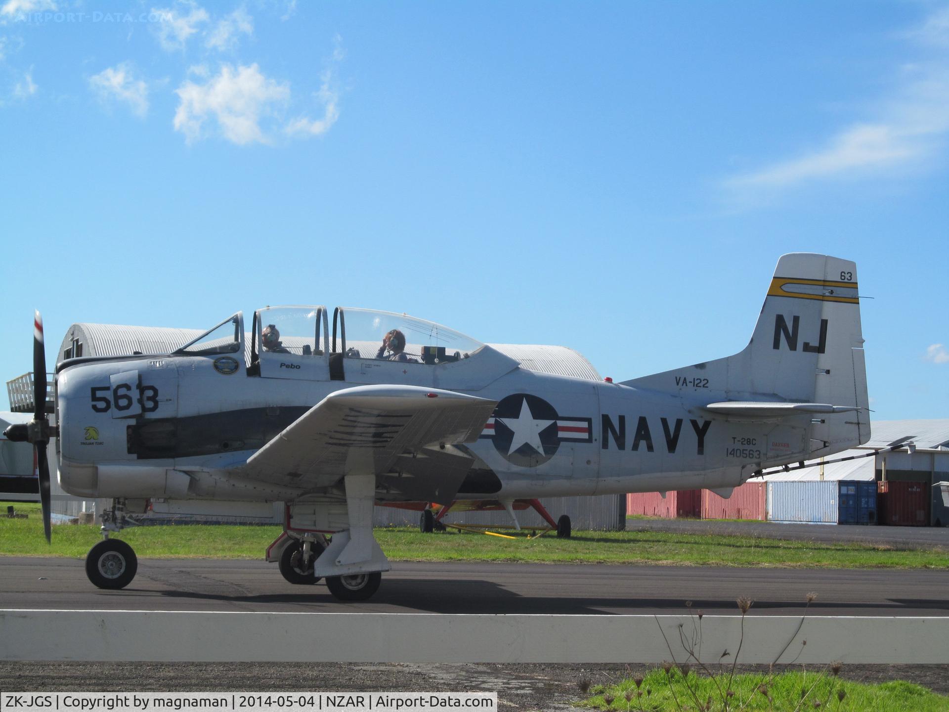 ZK-JGS, North American T-28C Trojan Trojan C/N 226-140, Nice ex US Navy warbird based at Ardmore. Out for a spin again today.