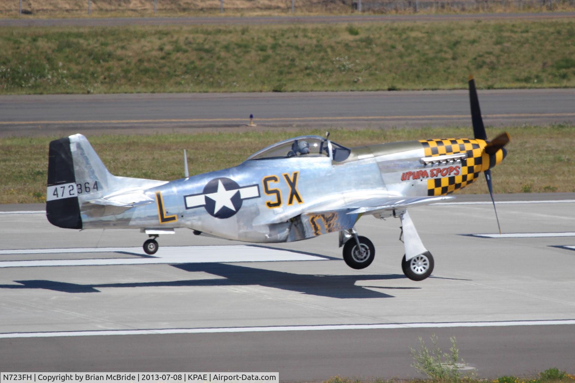 N723FH, 1944 North American P-51D Mustang C/N 44-72364, North American P-51D. N723FH cn 44-72364. Upupa Epops. Vulcan Warbirds Inc. Everett - Snohomish County Paine Field (PAE KPAE). Image © Brian McBride. 08 July 2013