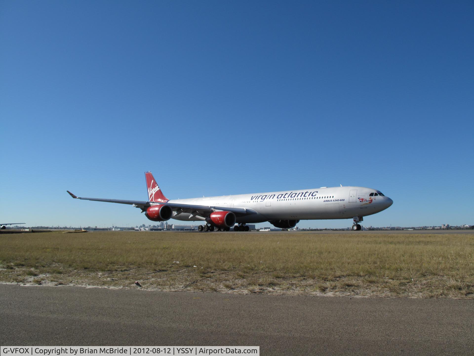 G-VFOX, 2002 Airbus A340-642 C/N 449, Virgin Atlantic Airways. A340-642. G-VFOX cn 449. Sydney - Kingsford Smith International (Mascot) (SYD YSSY). Image © Brian McBride. 08 August 2012