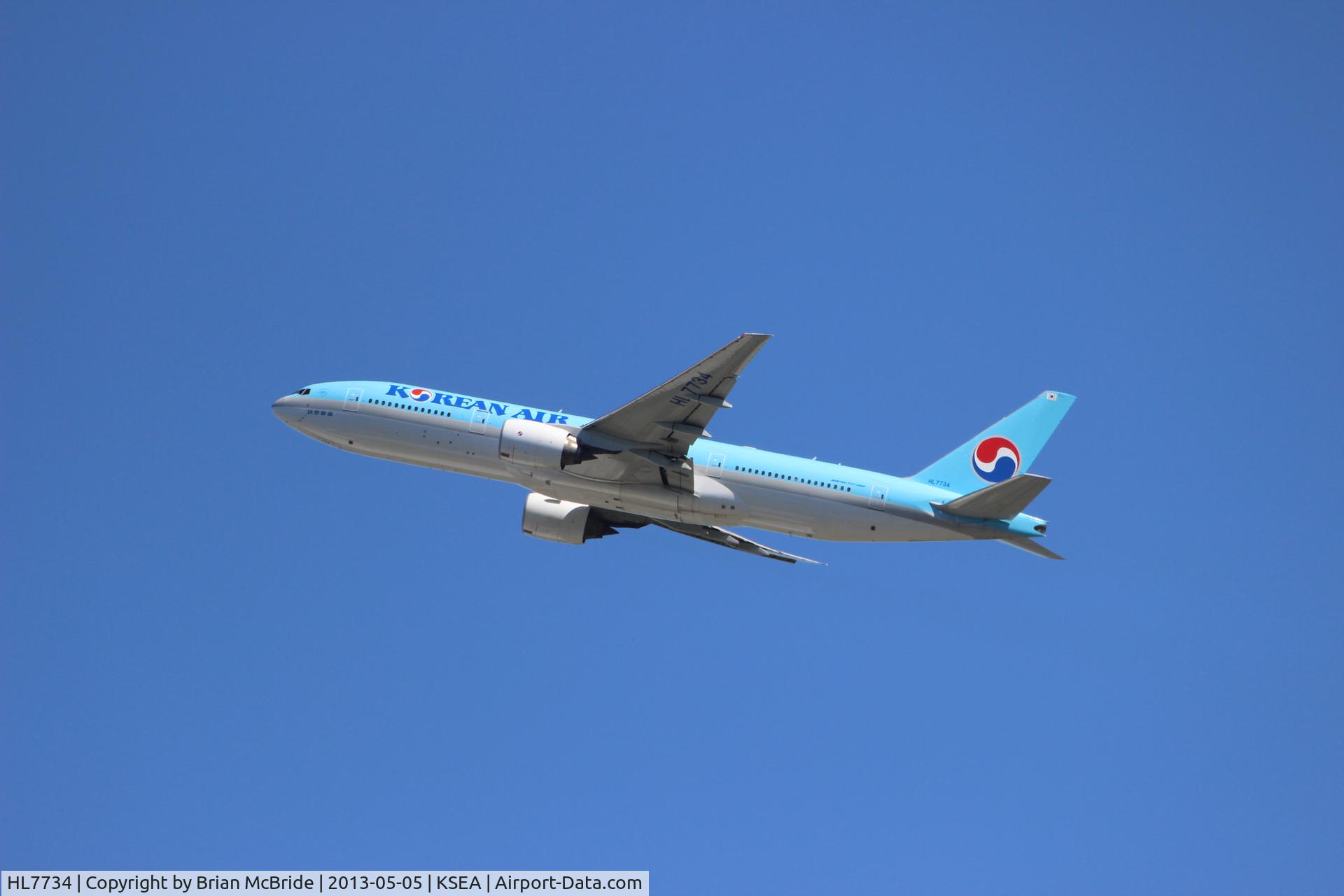 HL7734, 2008 Boeing 777-2B5/ER C/N 34207, Korean Air. 777-2B5ER. HL7734 cn 34207 528. Seattle Tacoma - International (SEA KSEA). Image © Brian McBride. 05 May 2013
