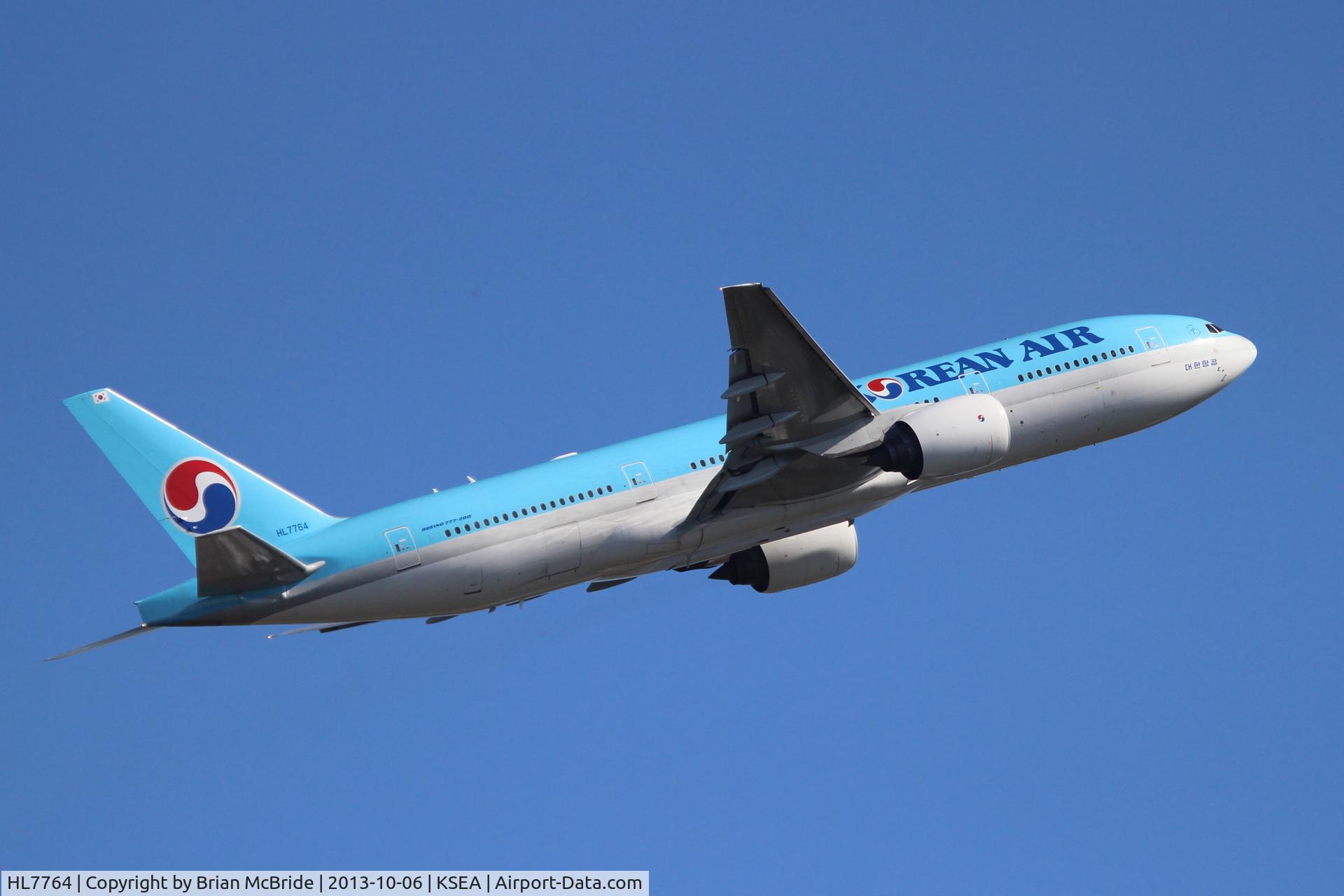 HL7764, 2007 Boeing 777-2B5/ER C/N 34214, Korean Air. 777-2B5ER. HL7764 cn 34214 684. Seattle Tacoma - International (SEA KSEA). Image © Brian McBride. 06 October 2013