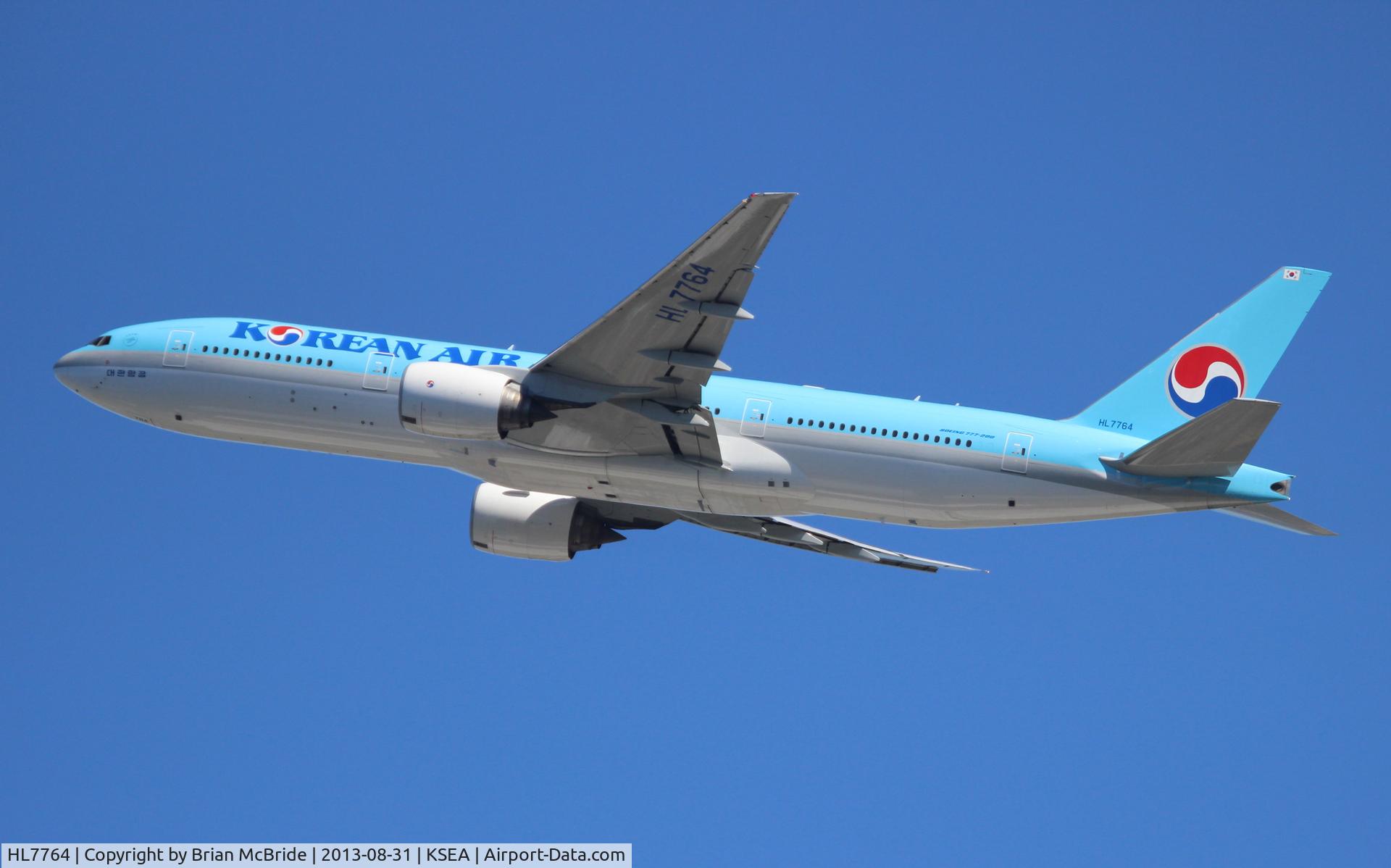 HL7764, 2007 Boeing 777-2B5/ER C/N 34214, Korean Air. 777-2B5ER. HL7764 cn 34214 684. Seattle Tacoma - International (SEA KSEA). Image © Brian McBride. 31 August 2013
