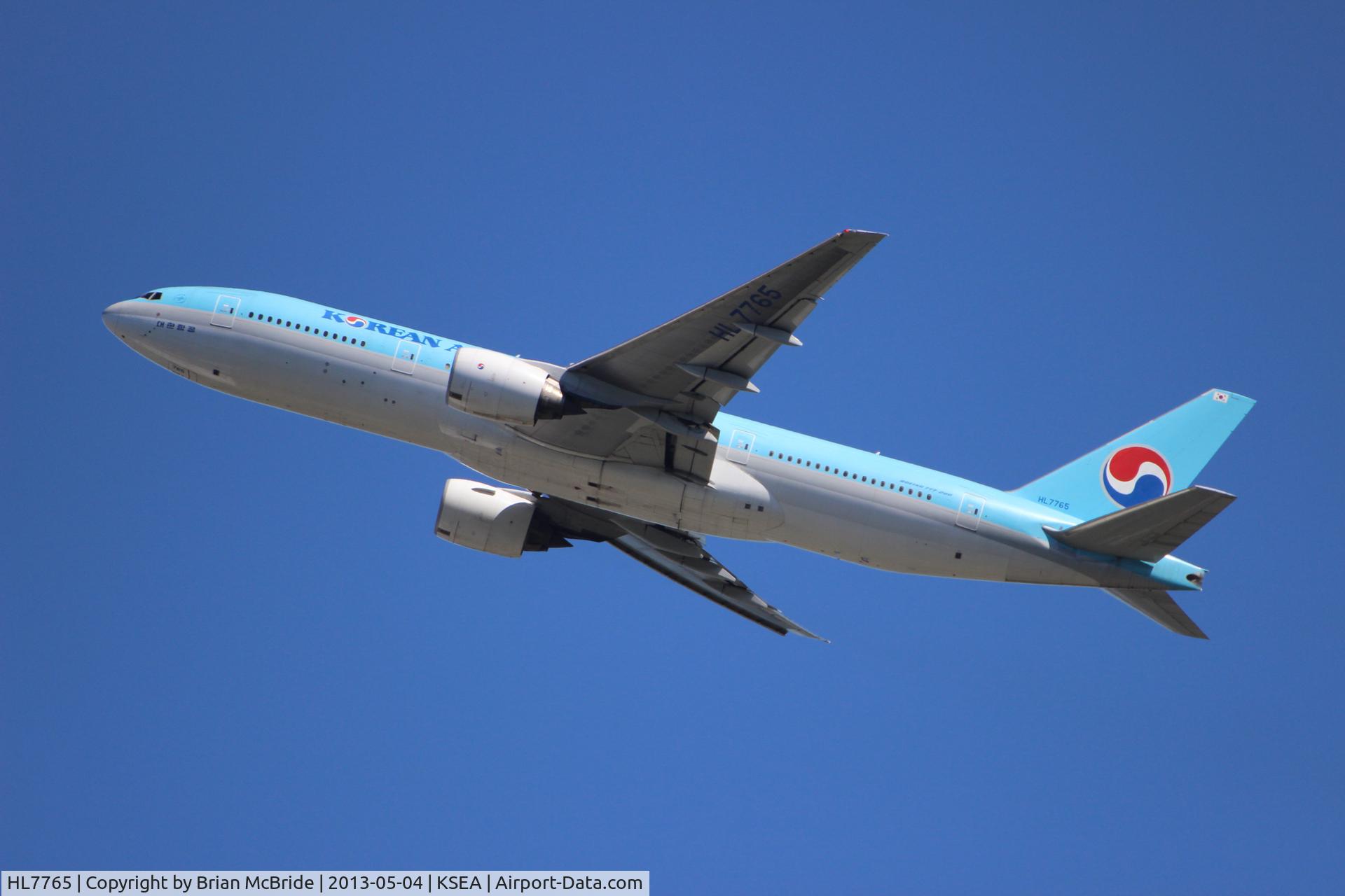 HL7765, 2008 Boeing 777-2B5/ER C/N 34212, Korean Air. 777-2B5ER. HL7765 cn 34212 711. Seattle Tacoma - International (SEA KSEA). Image © Brian McBride. 04 May 2013