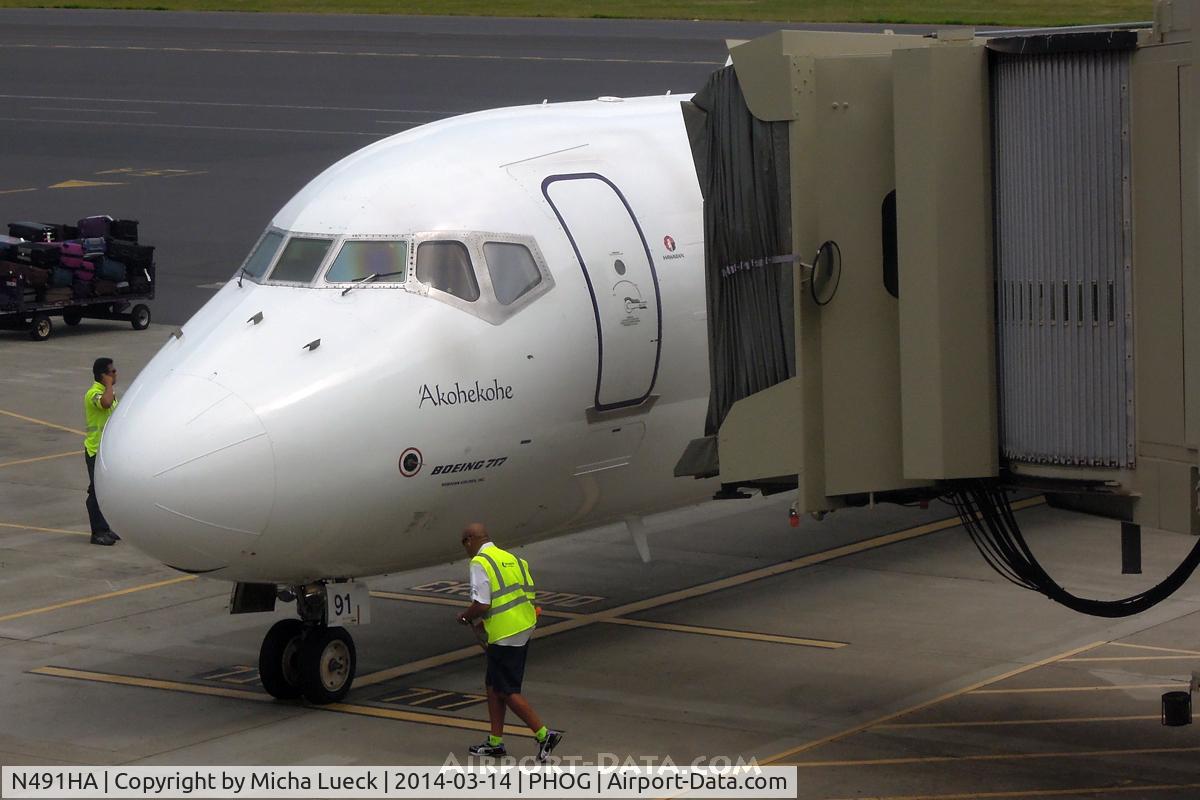 N491HA, 2003 Boeing 717-200 C/N 55175, At Kahului