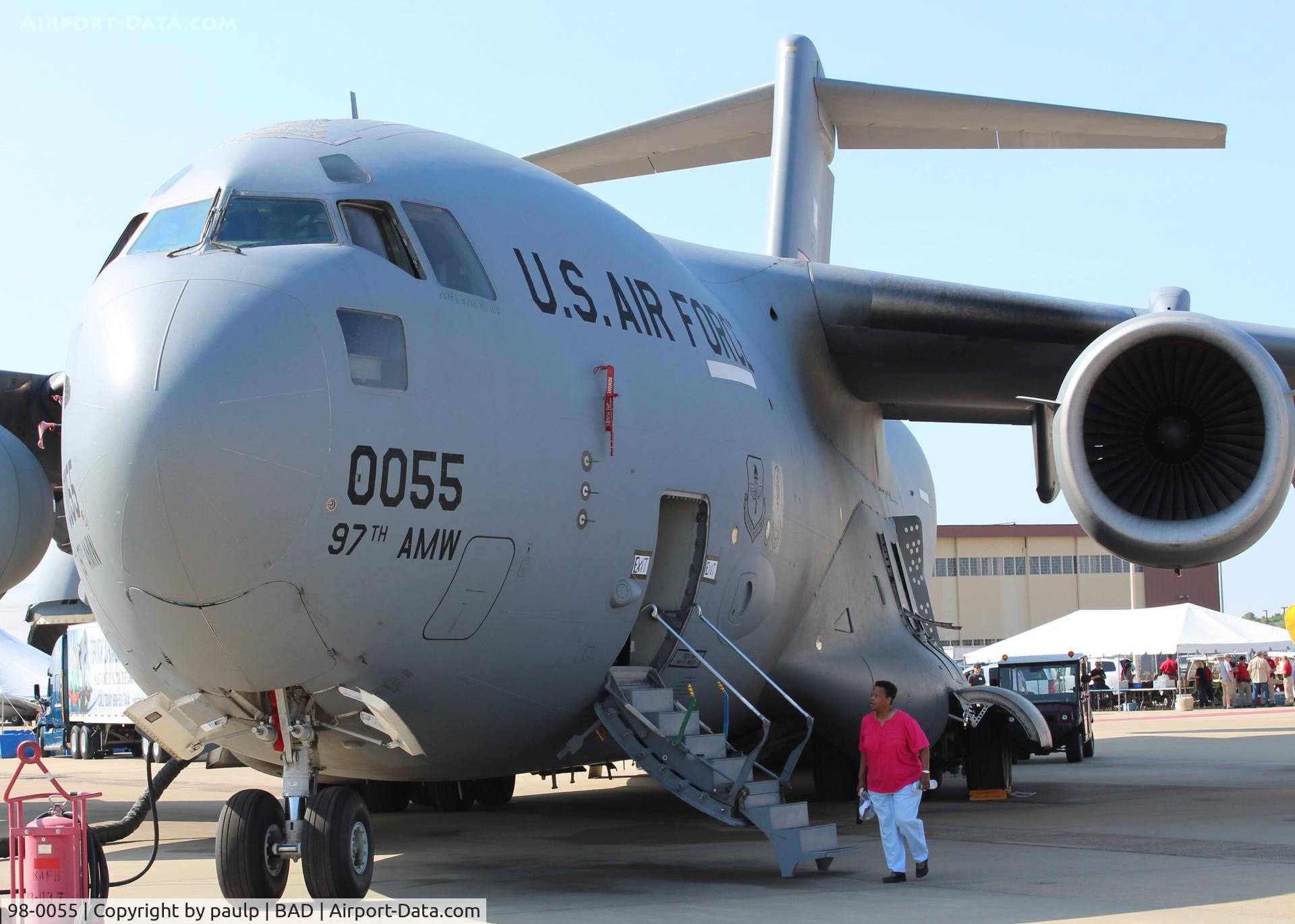 98-0055, 1998 Boeing C-17A Globemaster III C/N F-58/P-55, At Barksdale Air Force Base.