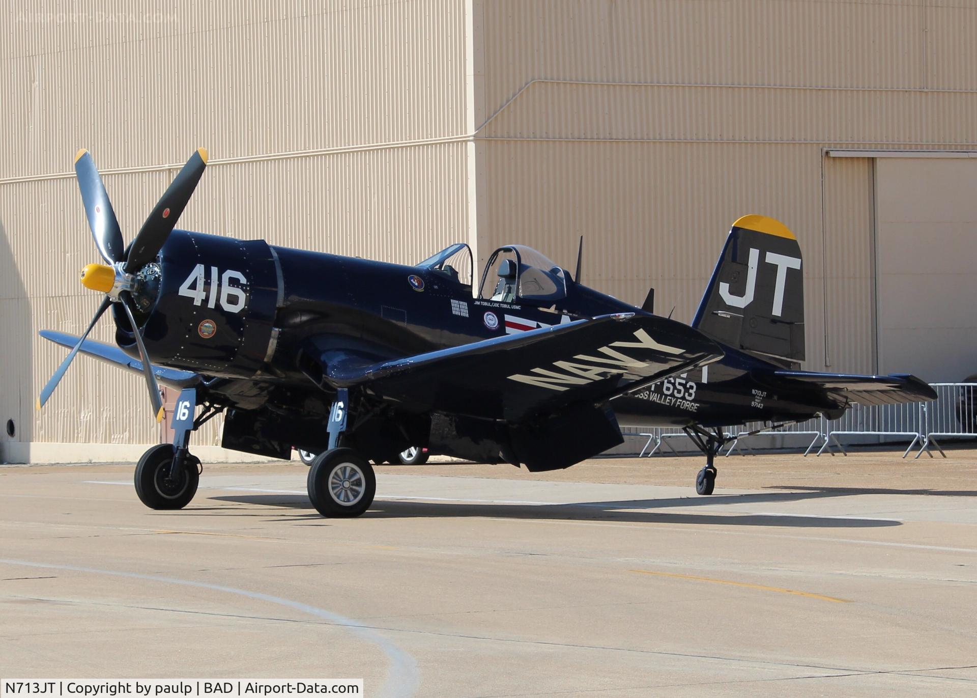 N713JT, 1945 Vought F4U-4B Corsair C/N 97143, At Barksdale Air Force Base.