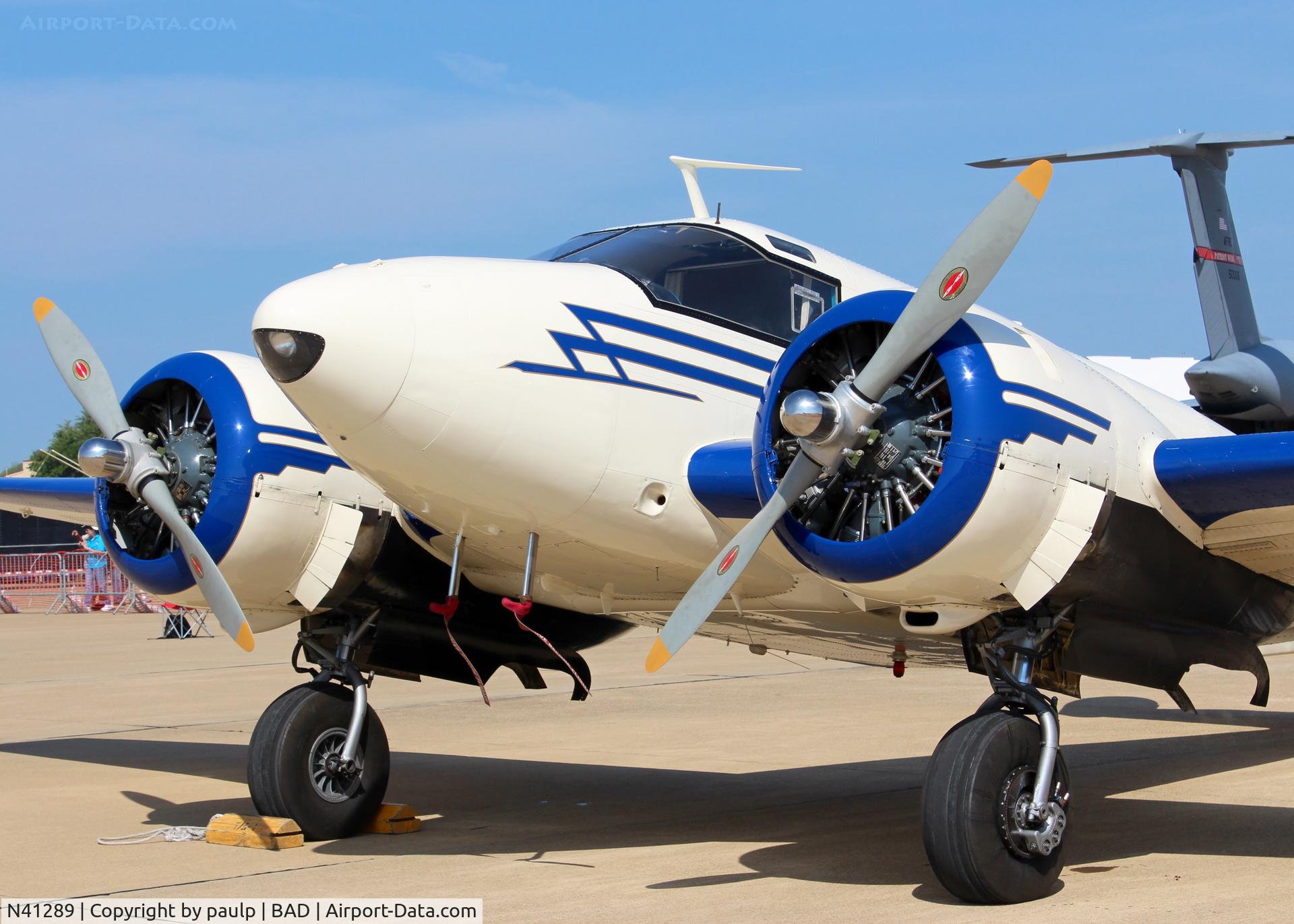 N41289, 1948 Beech D18S C/N A-475, At Barksdale Air Force Base.
