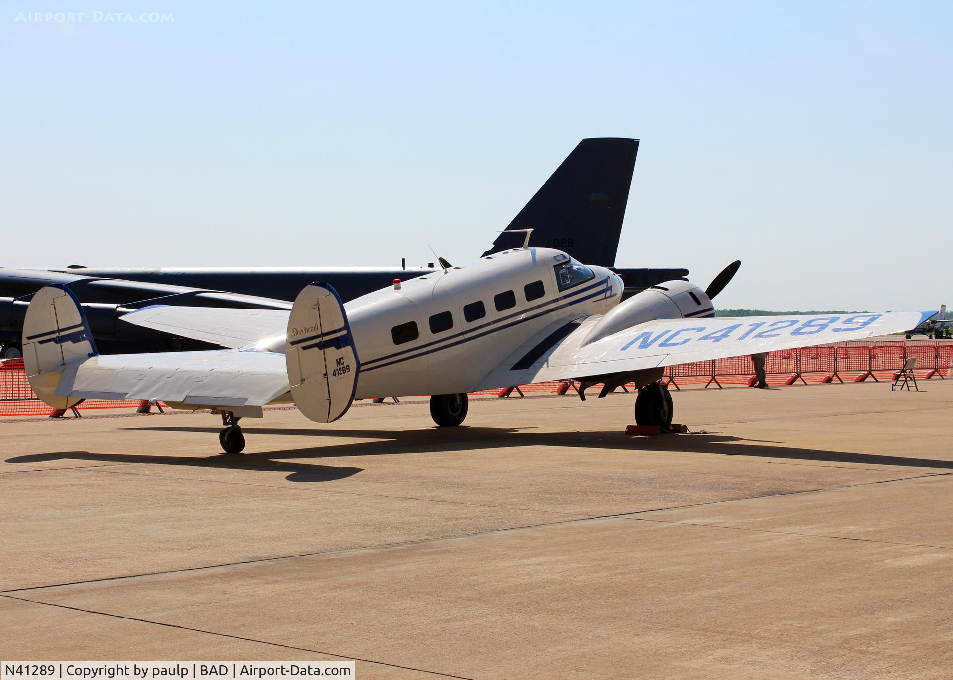 N41289, 1948 Beech D18S C/N A-475, At Barksdale Air Force Base.
