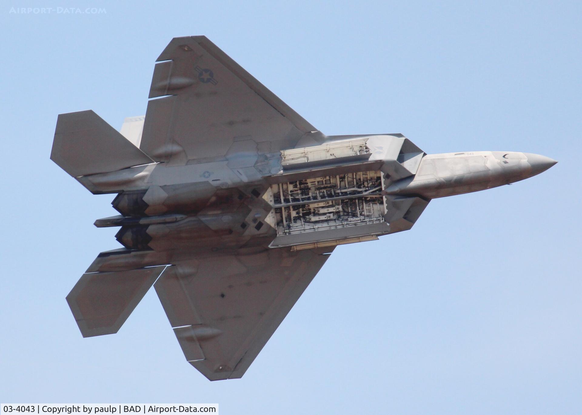03-4043, 2003 Lockheed Martin F/A-22A Raptor C/N 4043, At Barksdale Air Force Base.