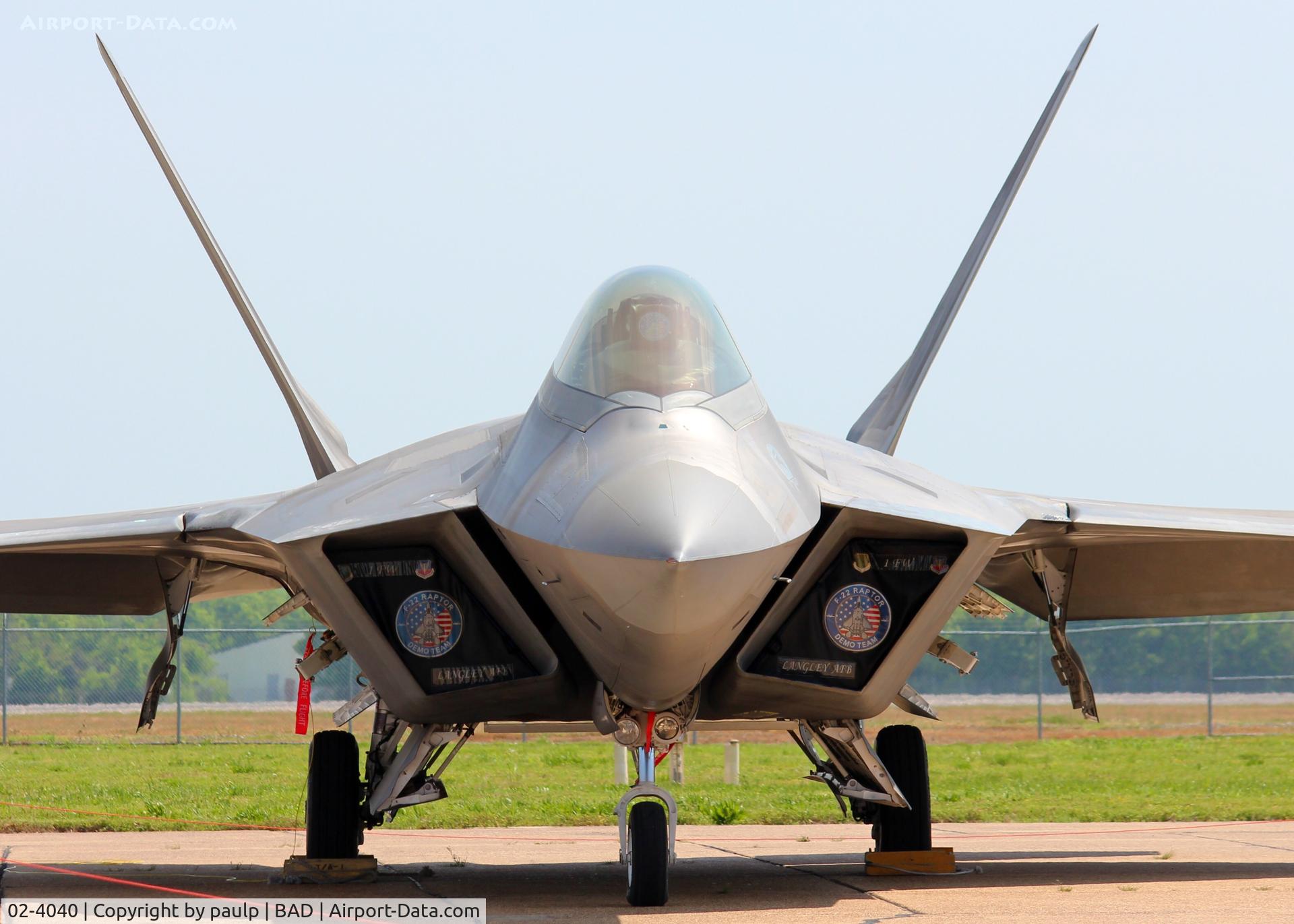 02-4040, 2002 Lockheed Martin F/A-22A Raptor C/N 4040, At Barksdale Air Force Base.