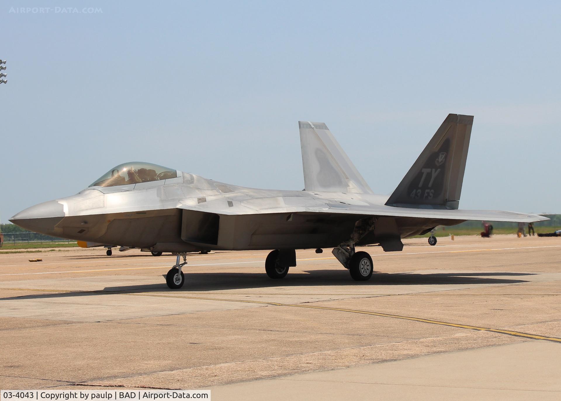 03-4043, 2003 Lockheed Martin F/A-22A Raptor C/N 4043, At Barksdale Air Force Base.