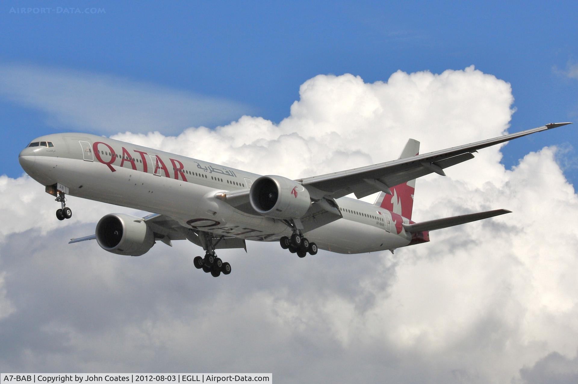 A7-BAB, 2007 Boeing 777-3DZ/ER C/N 36103, Approach 27R