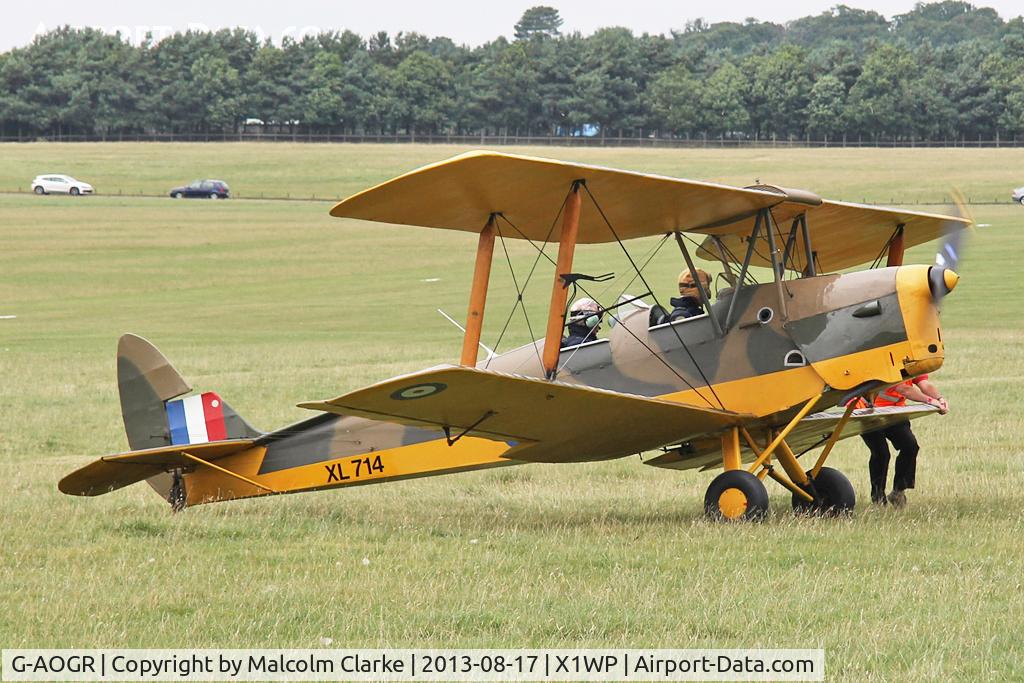G-AOGR, 1942 De Havilland DH-82A Tiger Moth II C/N 84566, De Havilland DH-82a Tiger Moth II at The De Havilland Moth Club's 28th International Moth Rally at Woburn Abbey. August 2013.