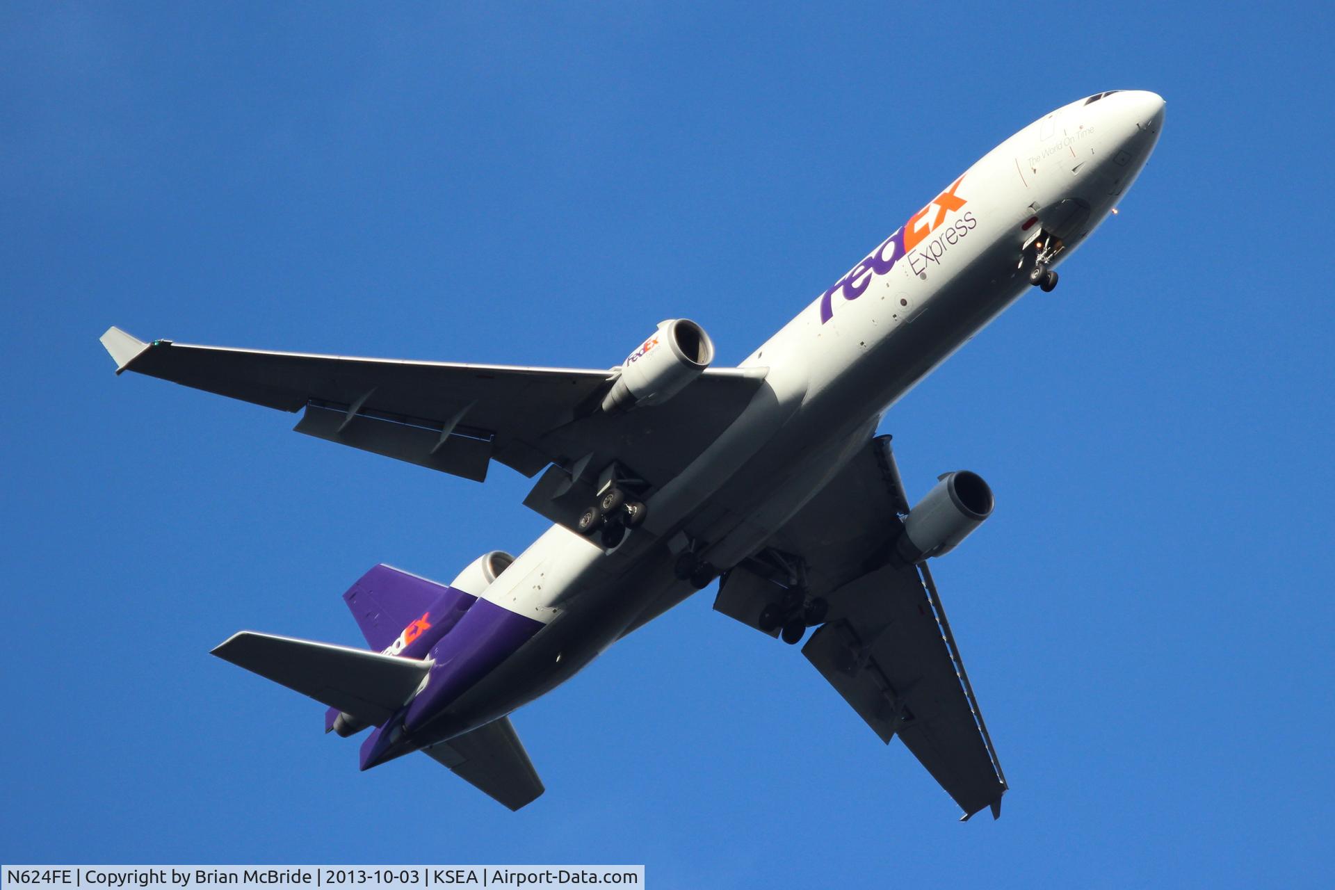 N624FE, 1990 McDonnell Douglas MD-11 C/N 48443, FedEx Express. MD-11F. N624FE cn 48443 458. Seattle Tacoma - International (SEA KSEA). Image © Brian McBride. 03 October 2013