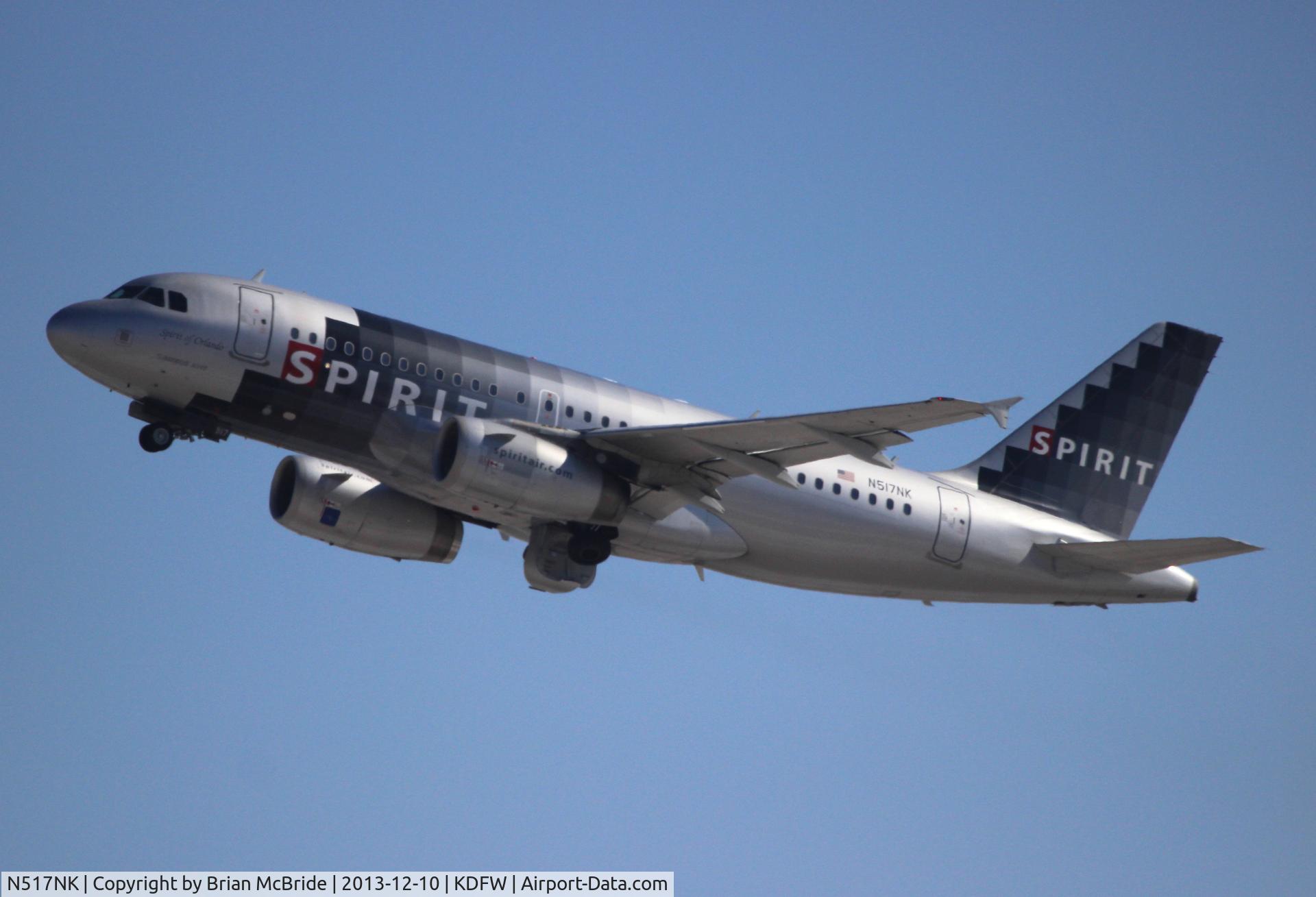N517NK, 2006 Airbus A319-132 C/N 2711, Spirit Airlines. A319-132. N517NK cn 271. Dallas - Fort Worth - International (DFW KDFW). Image © Brian McBride. 10 December 2013