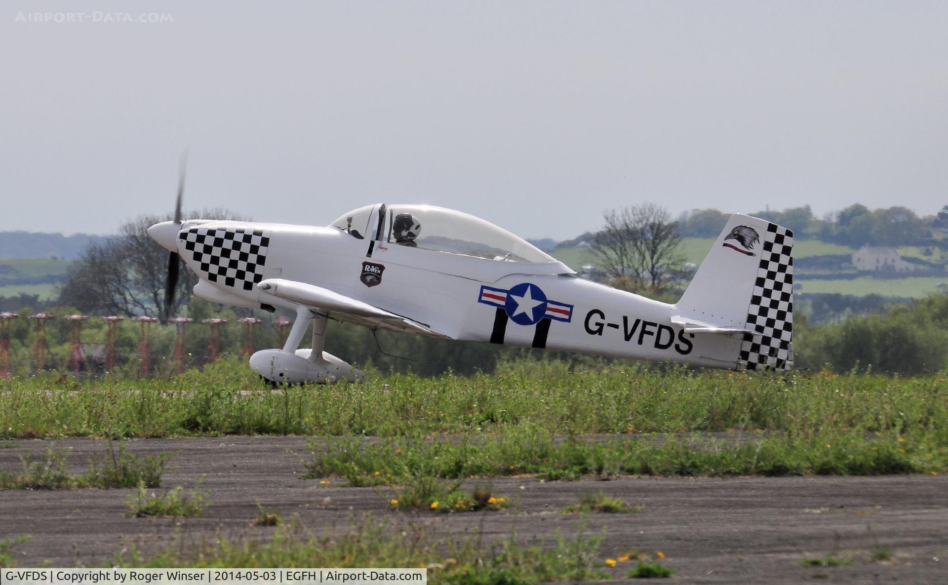 G-VFDS, 2012 Vans RV-8 C/N PFA 303-14637, Raven 2 of Team Raven returning from 5-ship formation aerobatics practice.