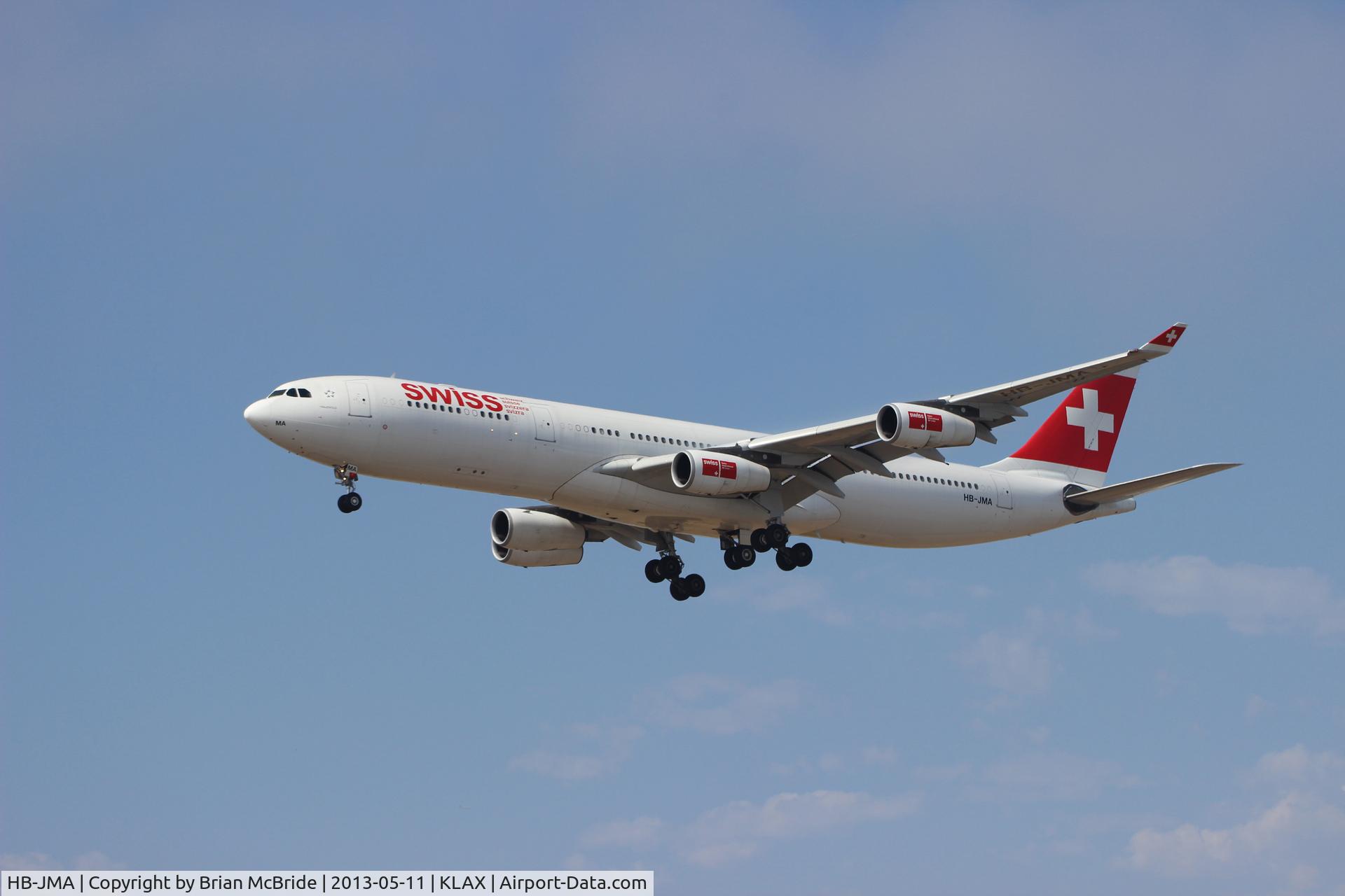 HB-JMA, 2003 Airbus A340-313 C/N 538, Swiss International Airlines. A340-313X. HB-JMA cn 53. Los Angeles - International (LAX KLAX). Image © Brian McBride. 11 May 2013