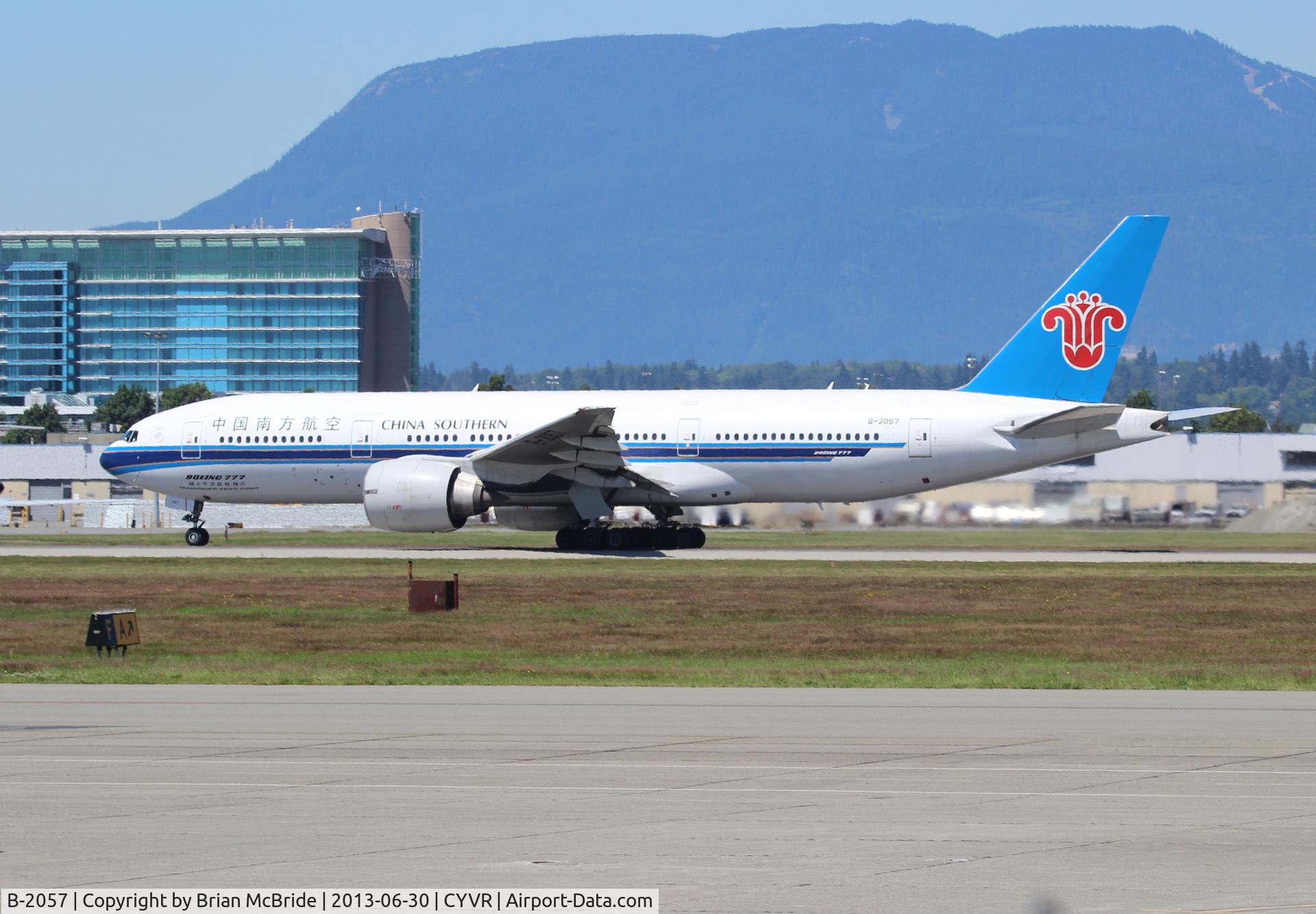 B-2057, 1998 Boeing 777-21B/ER C/N 27604, China Southern Airlines. 777-21BER. B-2057 cn 27604 106. Vancouver - International (YVR CYVR). Image © Brian McBride. 30 June 2013