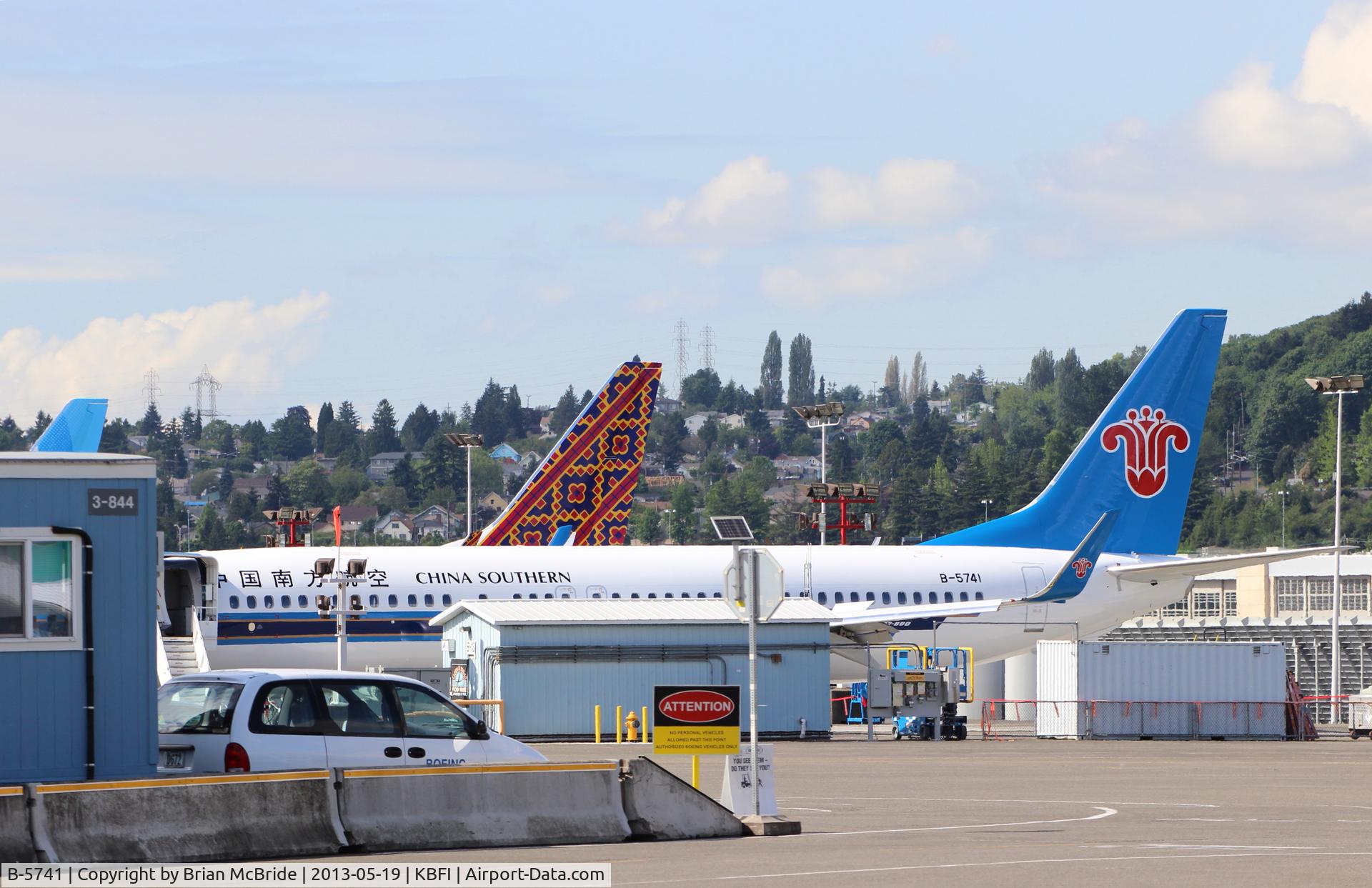 B-5741, 2013 Boeing 737-81B C/N 38945, China Southern Airlines. 737-81B. B-5741 cn 38945 4464. Seattle - Boeing Field King County International (BFI KBFI). Image © Brian McBride. 19 May 2013