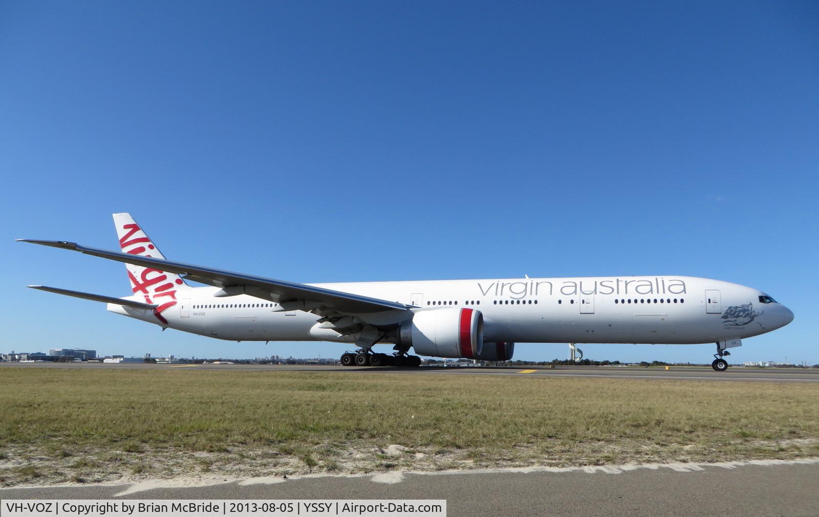 VH-VOZ, 2008 Boeing 777-3ZG/ER C/N 35302, Virgin Australia Airlines. 777-3ZGER. VH-VOZ cn 35302 745.S ydney - Kingsford Smith International (Mascot) (SYD YSSY). Image © Brian McBride. 05 August 2013