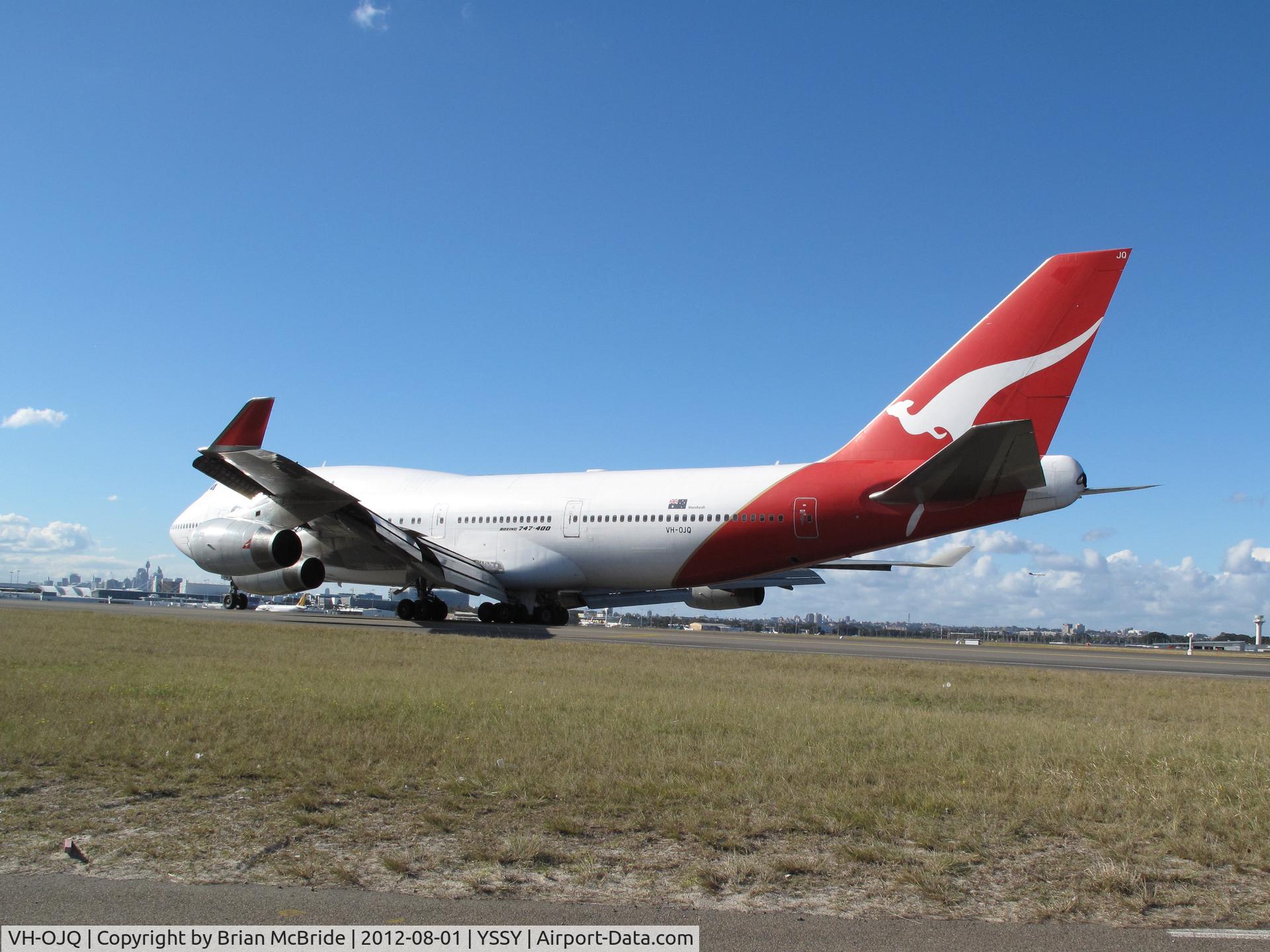 VH-OJQ, 1992 Boeing 747-438 C/N 25546, Qantas Airways. 747-438. VH-OJQ cn 25546 924. Sydney - Kingsford Smith International (Mascot) (SYD YSSY). Image © Brian McBride .01 August 2012