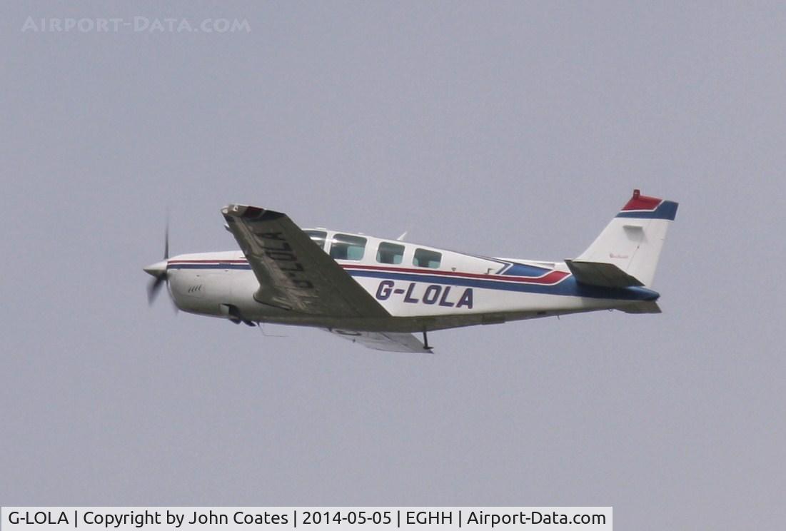G-LOLA, 1984 Beech A36 Bonanza 36 C/N E-2116, Resident departing