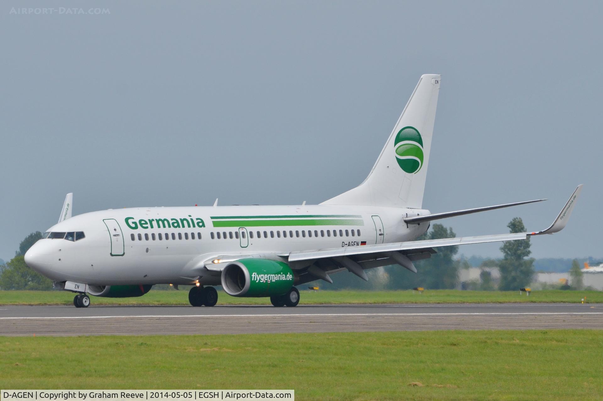 D-AGEN, 1998 Boeing 737-75B C/N 28100, Just landed.