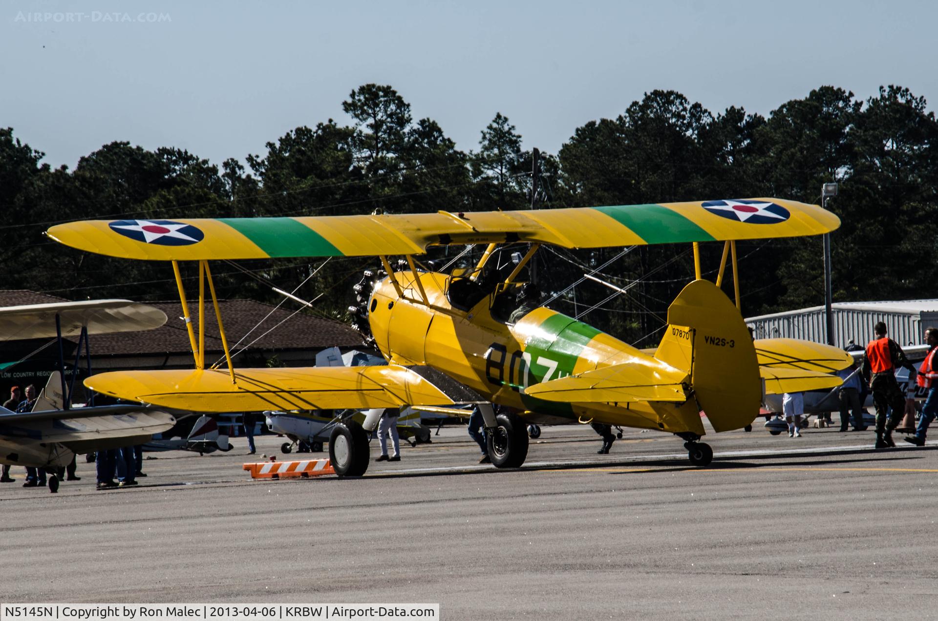 N5145N, 1943 Boeing B75N1 C/N 75-7474, Walterboro, SC, USA, Wings & Wheels Airshow & Fly-in 2013