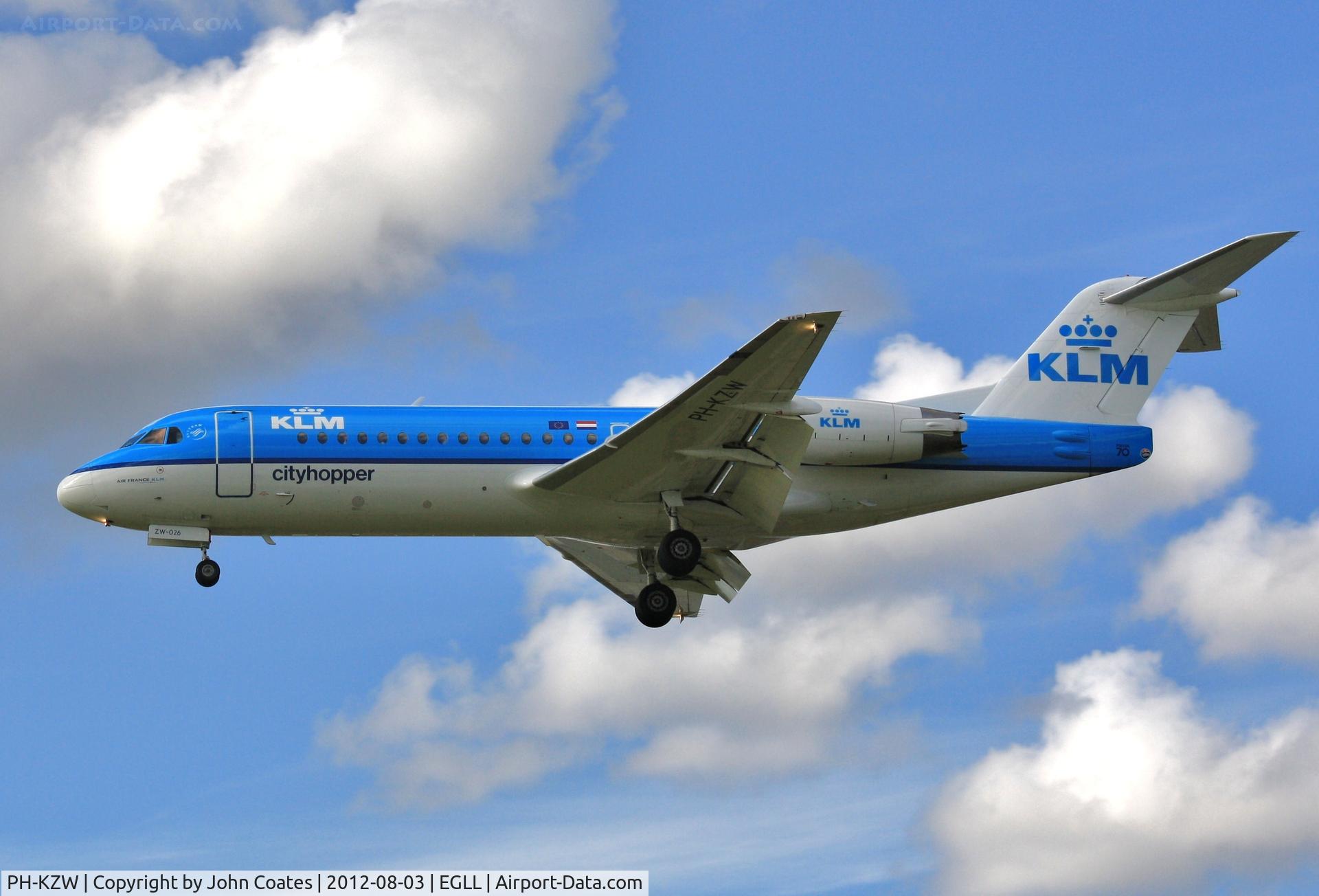 PH-KZW, 1995 Fokker 70 (F-28-0070) C/N 11558, Finals 27L