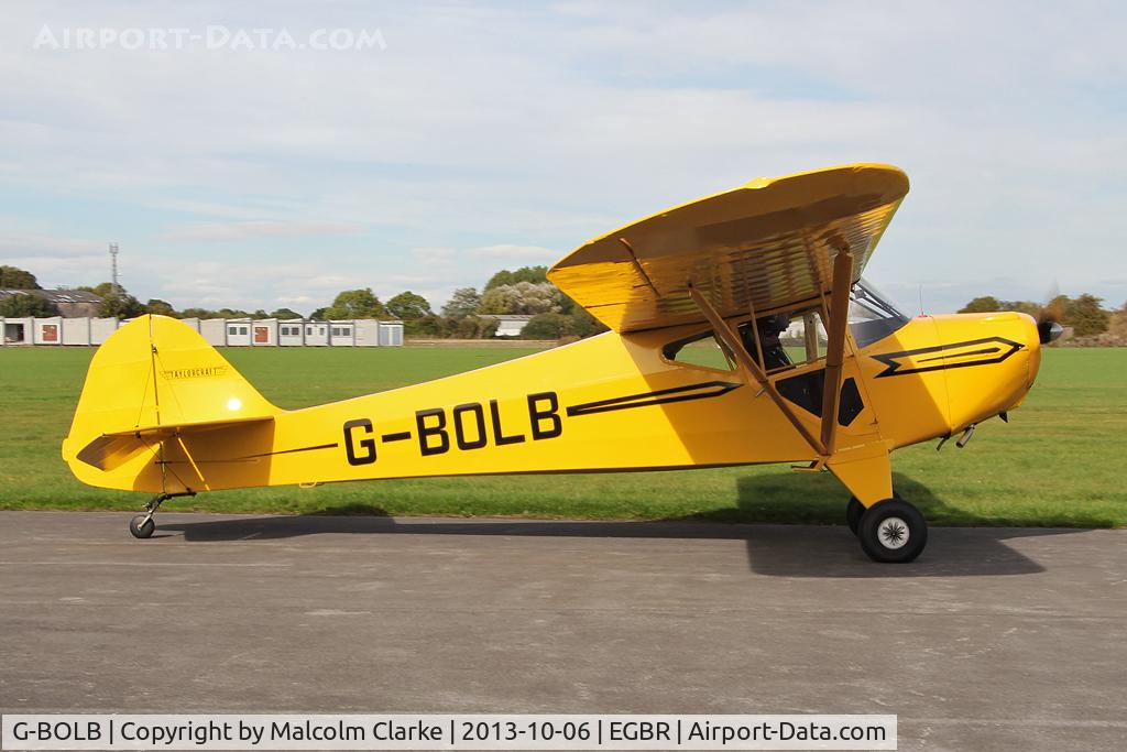 G-BOLB, 1941 Taylorcraft BC-12-65 C/N 3165, Taylorcraft BC-12-65 at The Real Aeroplane Club's Pre-Hibernation Fly-In, Breighton Airfield, October 2013.
