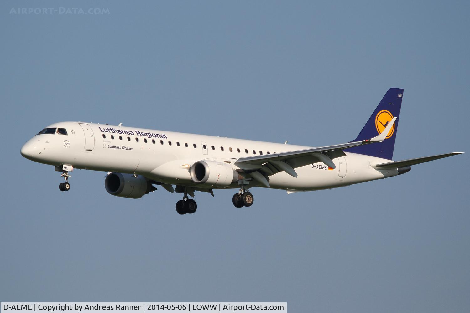 D-AEME, 2009 Embraer 195LR (ERJ-190-200LR) C/N 19000308, Lufthansa CityLine ERJ195