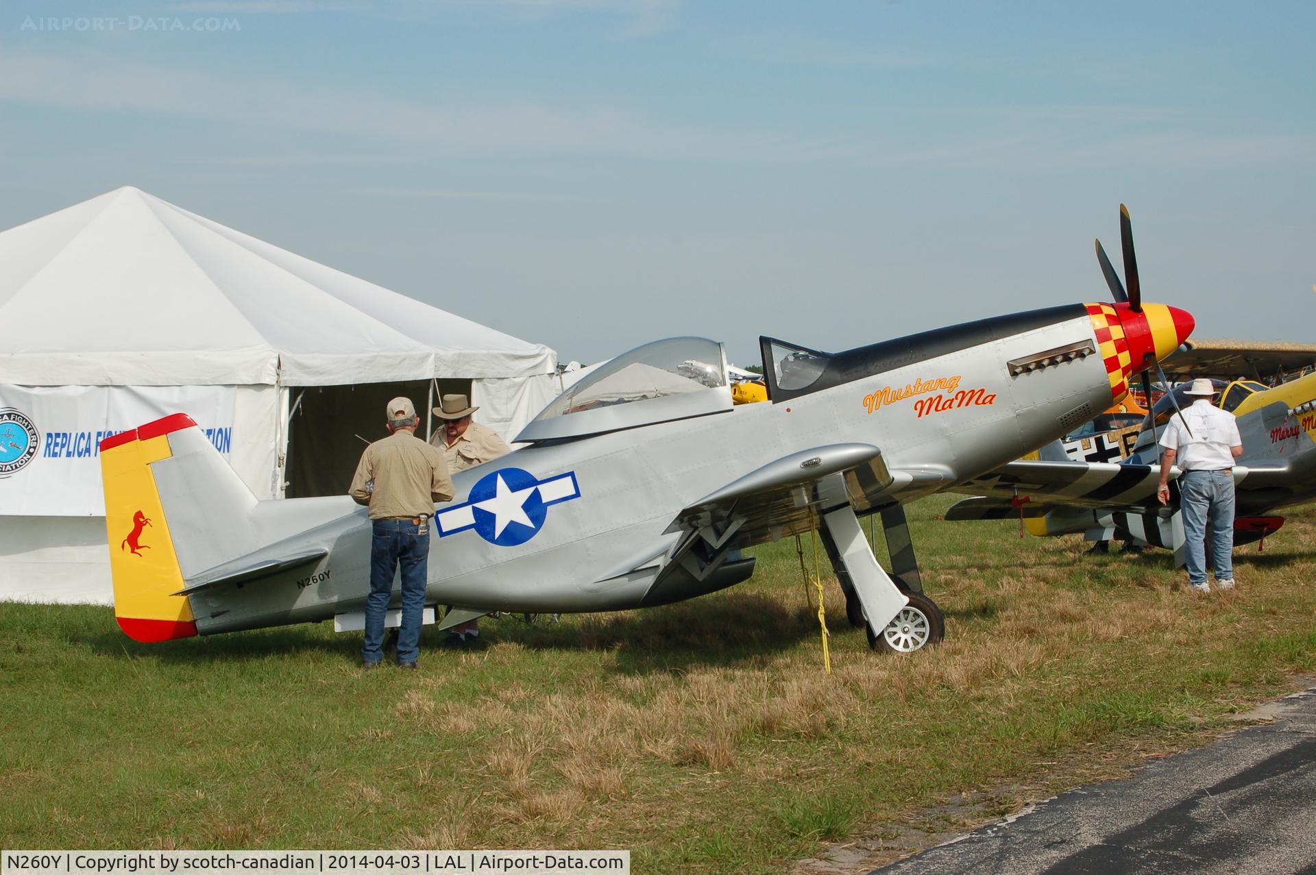N260Y, 2013 Titan T-51 Mustang C/N M07SV6SOHK0128, 2013 BARBARA BERGSTROM TITAN T-51, N260Y, at 2014 Sun n Fun, Lakeland Linder Regional Airport, Lakeland, FL