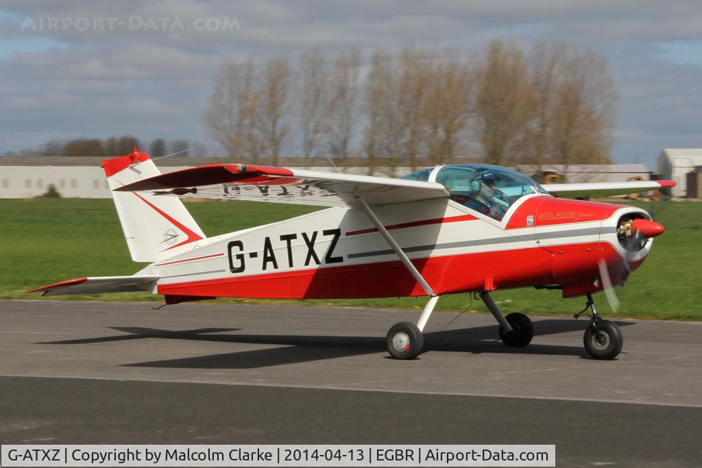 G-ATXZ, 1966 Bolkow Bo-208C Junior C/N 624, Bolkow BO-208C Junior at The Real Aeroplane Club's Early Bird Fly-In, Breighton Airfield, April 2014.