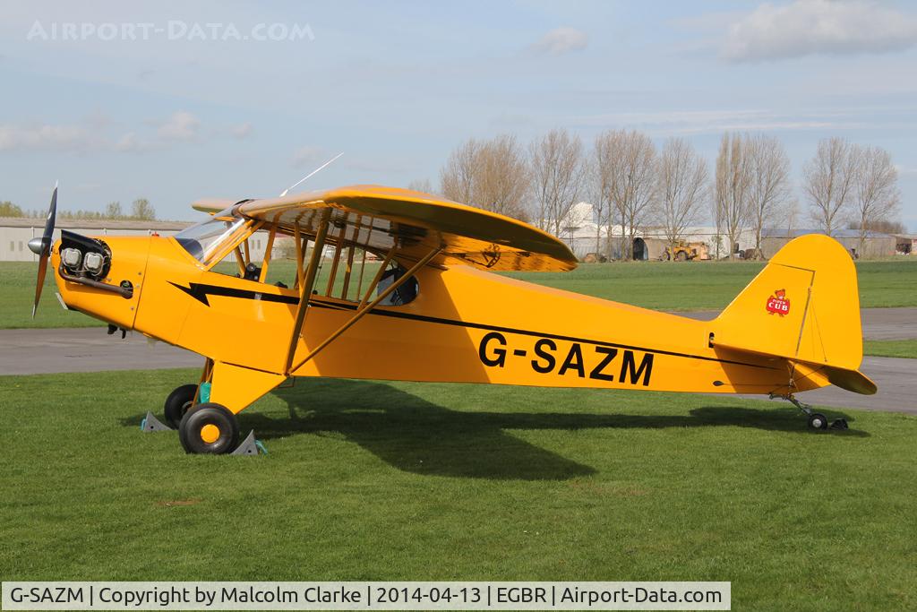 G-SAZM, 1946 Piper J3C-65 Cub Cub C/N 18584, Piper J3C-65 at The Real Aeroplane Club's Early Bird Fly-In, Breighton Airfield, April 2014.