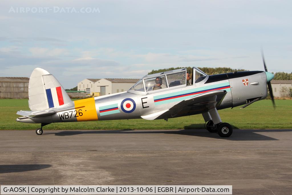 G-AOSK, 1950 De Havilland DHC-1 Chipmunk 22A C/N C1/0178, De Havilland DHC-1 Chipmunk 22A at The Real Aeroplane Club's Pre-Hibernation Fly-In, Breighton Airfield, October 2013.