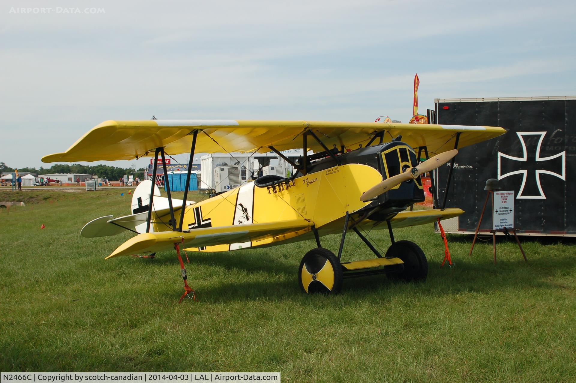 N2466C, 2012 Fokker D-VII Replica C/N 111022, 1918 Fokker D-VII Replica at 2014 Sun n Fun, Lakeland Linder Regional Airport, Lakeland, FL