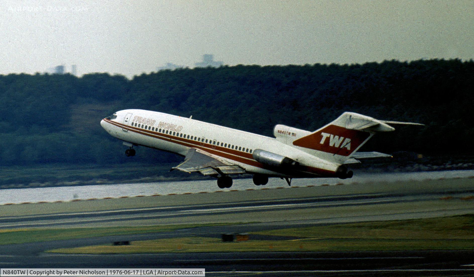 N840TW, 1965 Boeing 727-31 C/N 18905, Trans-World Airways Boeing 727-31 as seen at La Guardia in the Summer of 1976.