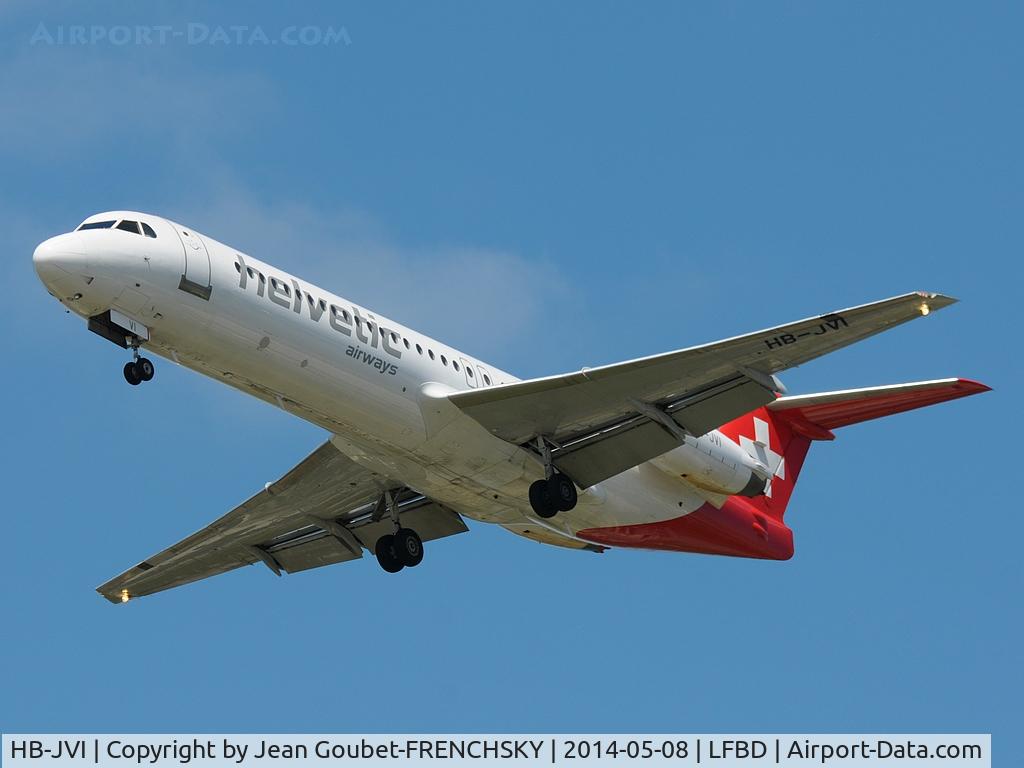 HB-JVI, 1990 Fokker 100 (F-28-0100) C/N 11325, flight 2L74 Zurich / Bordeaux, landing 23