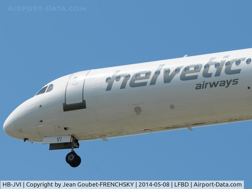 HB-JVI, 1990 Fokker 100 (F-28-0100) C/N 11325, flight 2L74 Zurich / Bordeaux, landing 23