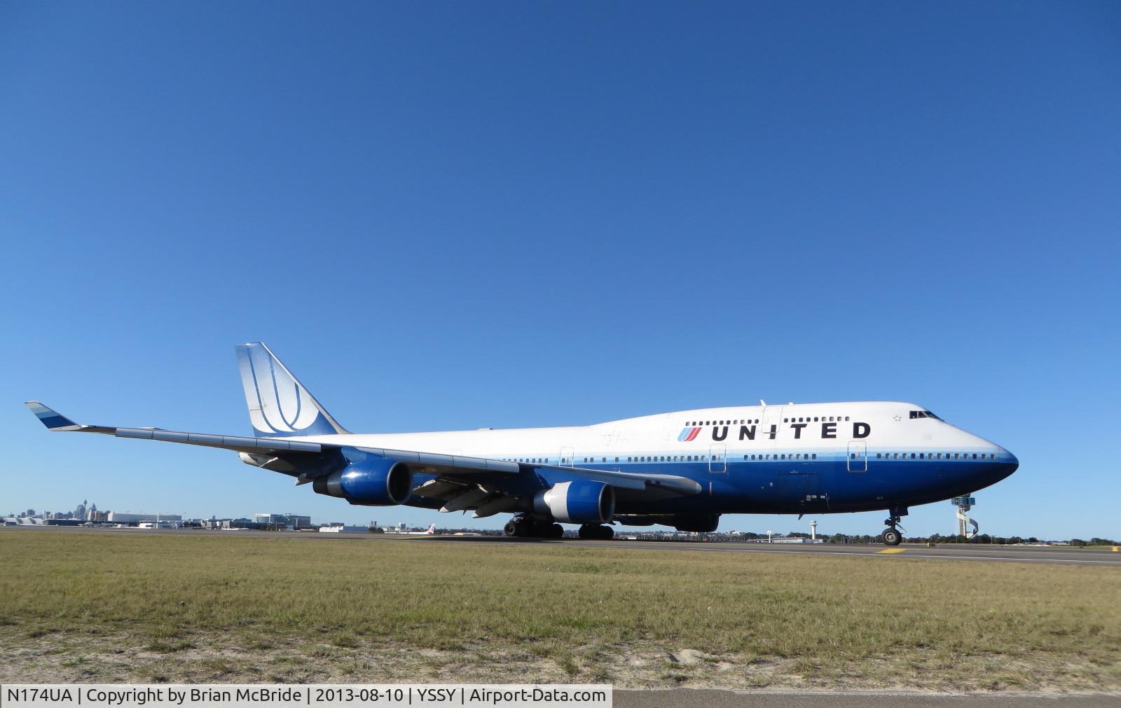 N174UA, 1990 Boeing 747-422 C/N 24381, United Airlines. 747-422. N174UA 8174 cn 24381 762. Sydney - Kingsford Smith International (Mascot) (SYD YSSY). Image © Brian McBride. 10 August 2013