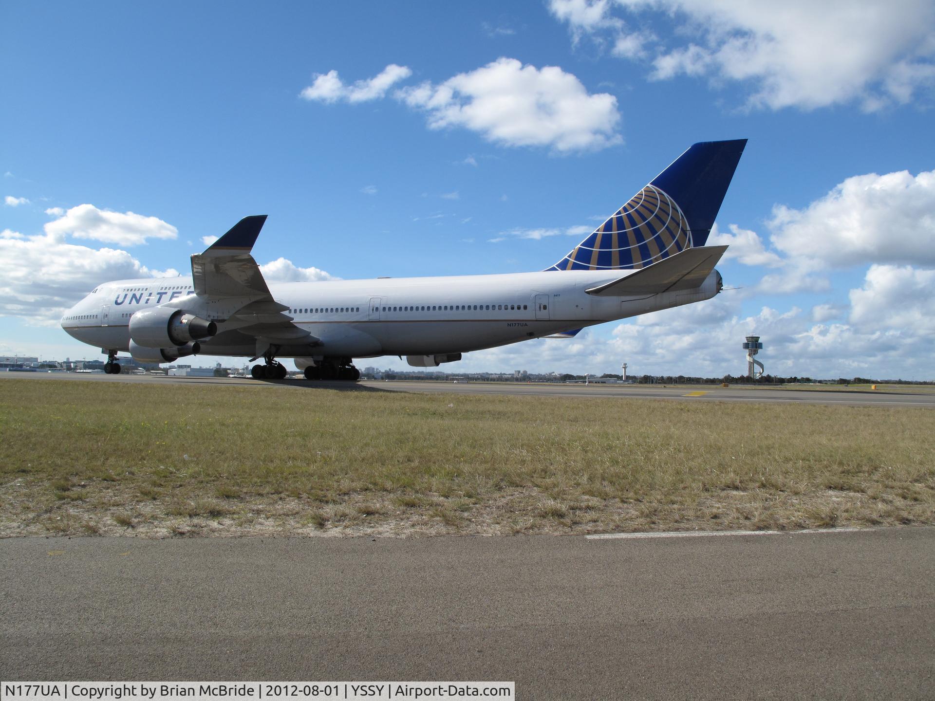 N177UA, 1990 Boeing 747-422 C/N 24384, United Airlines. 747-422. N177UA cn 24384 819. Sydney - Kingsford Smith International (Mascot) (SYD YSSY). Image © Brian McBride. 01 August 2012