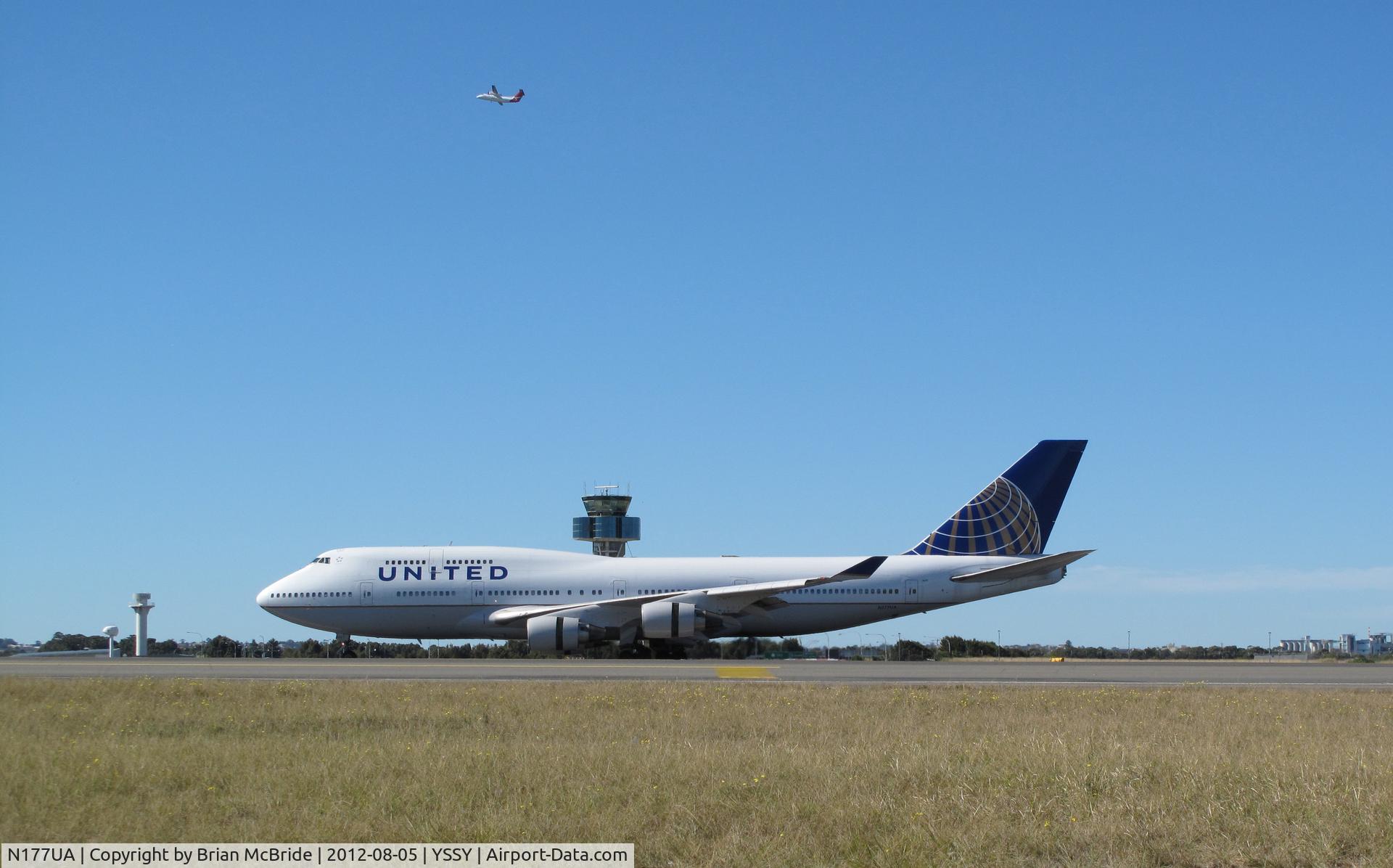 N177UA, 1990 Boeing 747-422 C/N 24384, United Airlines. 747-422. N177UA cn 24384 819. Sydney - Kingsford Smith International (Mascot) (SYD YSSY). Image © Brian McBride. 05 August 2012