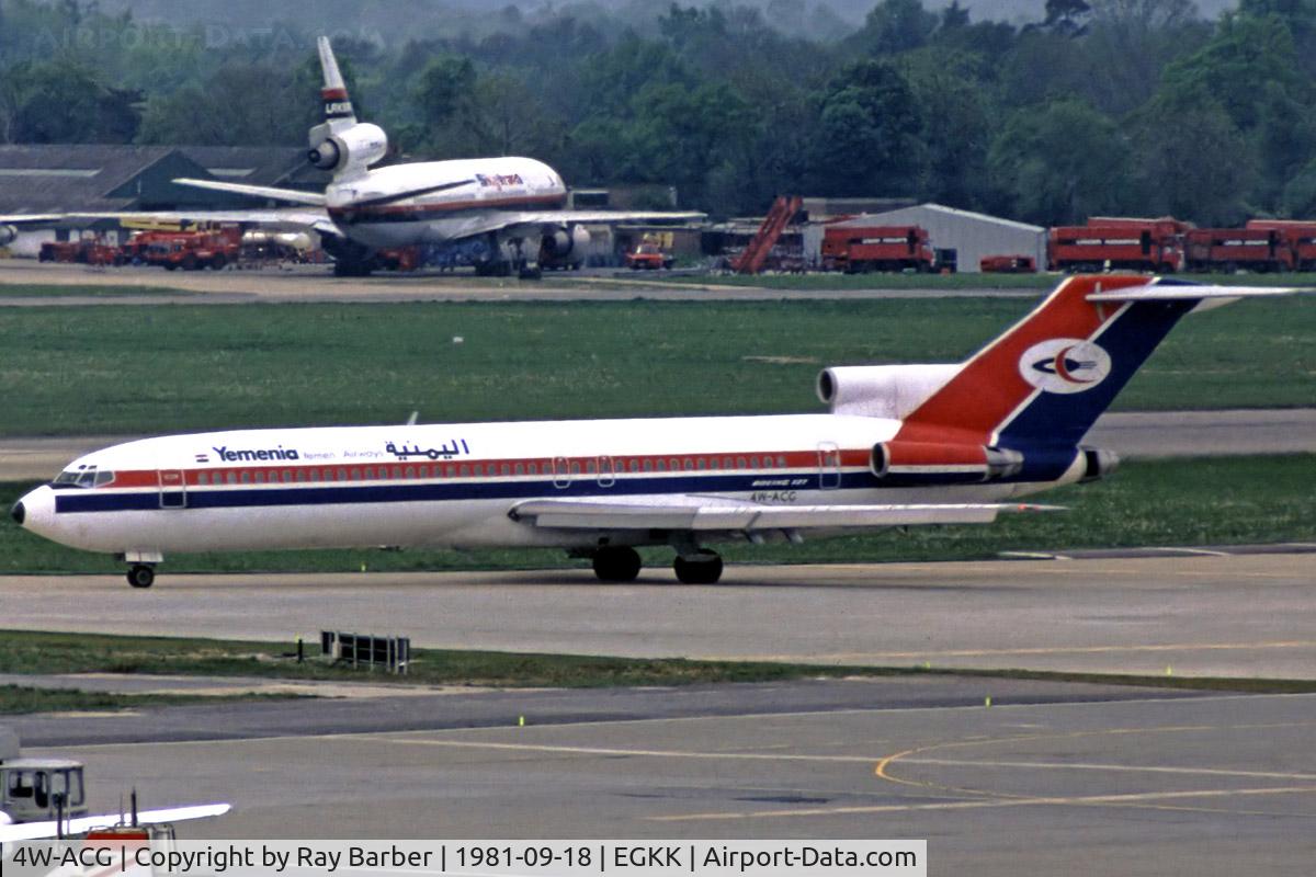 4W-ACG, 1979 Boeing 727-2N8 C/N 21845, Boeing 727-2N8 [21845] (Yemenia) Gatwick~G 18/09/1981. Taken from a slide.
