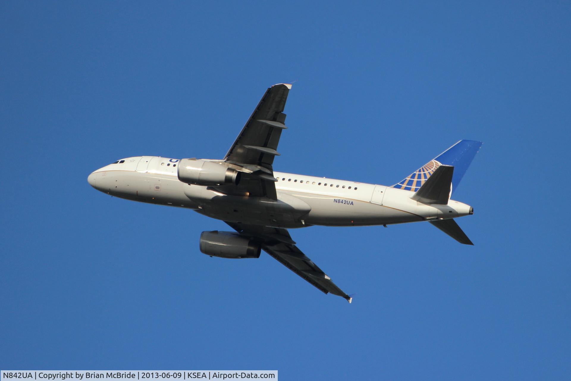 N842UA, 2001 Airbus A319-131 C/N 1569, United Airlines. A319-131. N842UA 4042 cn 1569. Seattle Tacoma - International (SEA KSEA). Image © Brian McBride. 09 June 2013