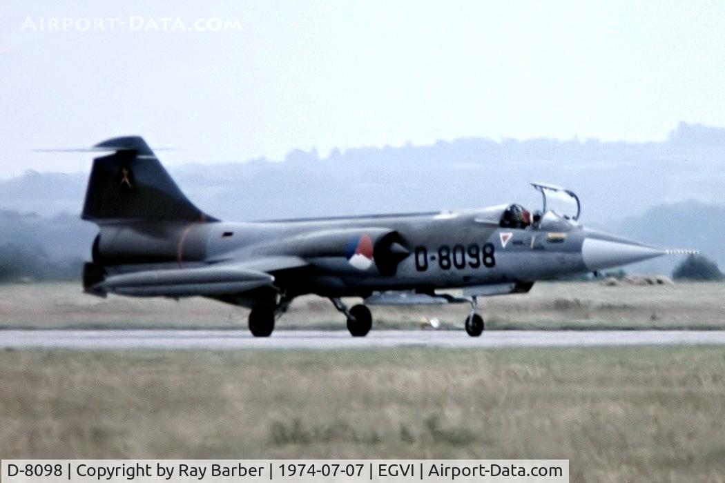 D-8098, Lockheed F-104G Starfighter C/N 683-8098, Lockheed F-104G Starfighter [683-8098] (Netherlands Air Force) RAF Greenham Common~G 07/07/1974. Taken from a slide.