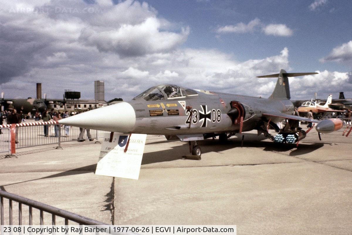 23 08, Lockheed F-104G Starfighter C/N 683-7191, 23+08   Lockheed F-104G Starfighter [683-7191] (German Navy) RAF Greenham Common~G 26/06/1977. Taken from a slide.