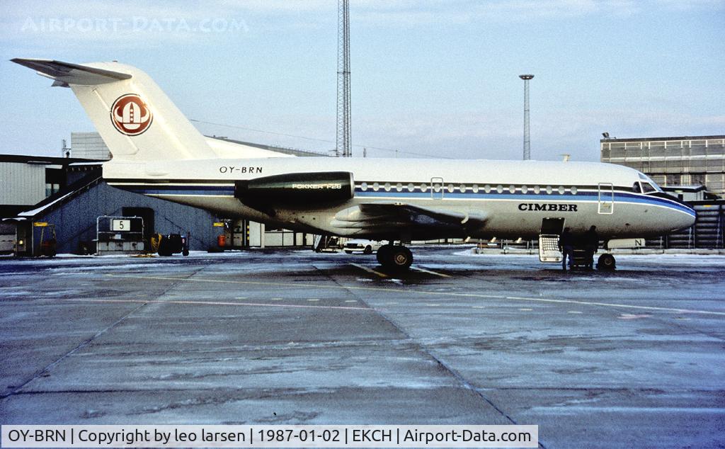 OY-BRN, 1979 Fokker F-28-4000 Fellowship C/N 11151, Copenhagen Kastrup 2.1.87